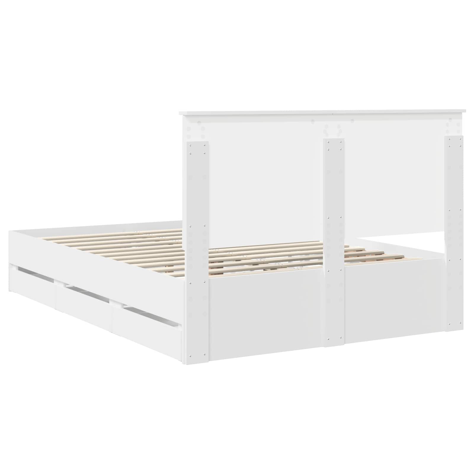 Bedframe met lade met opslag Wit 140 x 190 cm Ingenieurshout is nu te koop bij PeponiXL, paradijselijk wonen!