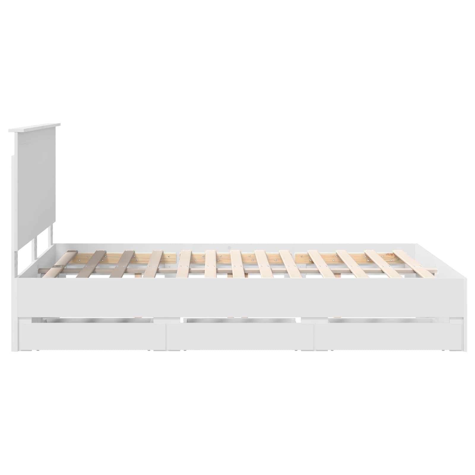 Bedframe met lade met opslag Wit 140 x 190 cm Ingenieurshout is nu te koop bij PeponiXL, paradijselijk wonen!