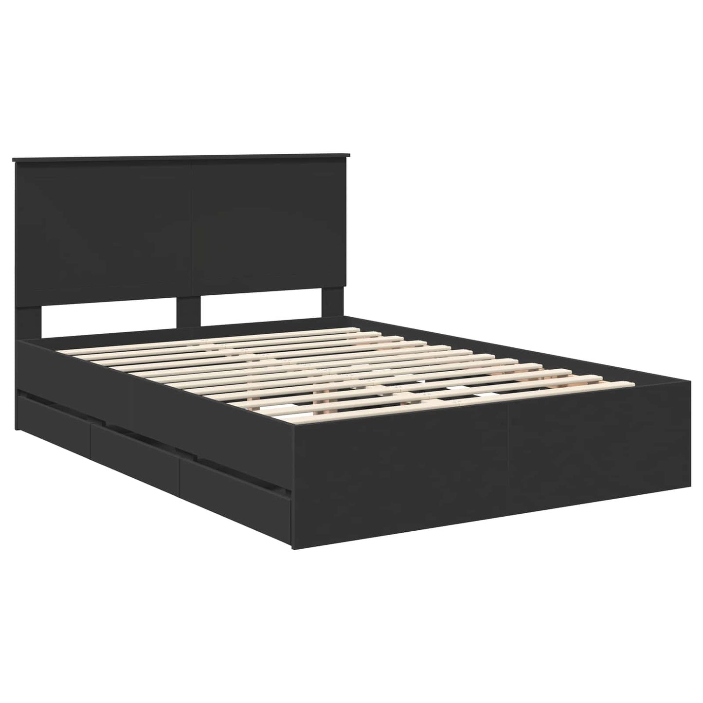 Bedframe met lade met opslag Zwart 140 x 190 cm Ingenieurshout is nu te koop bij PeponiXL, paradijselijk wonen!