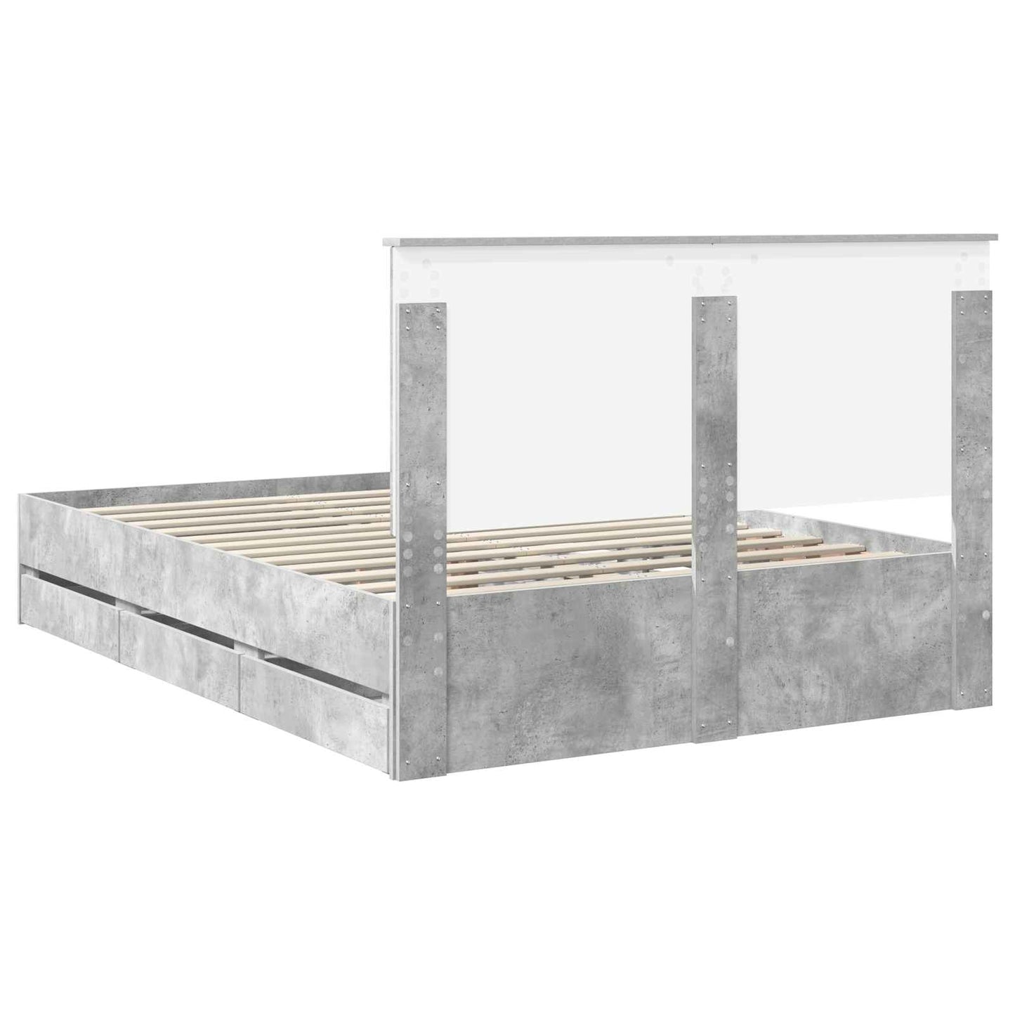 Bedframe met lade Beton Grijs 140 x 190 cm Ingenieurshout is nu te koop bij PeponiXL, paradijselijk wonen!