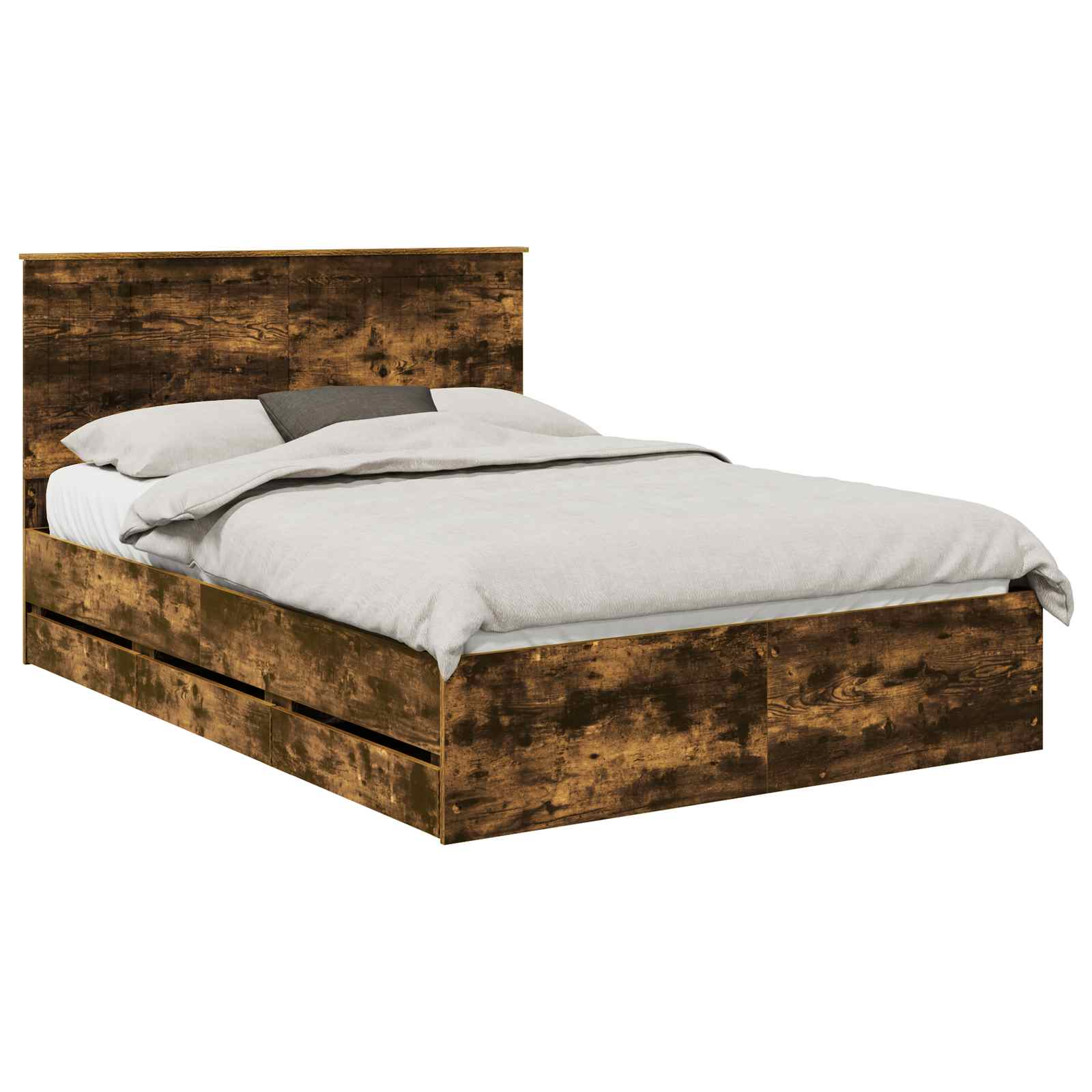Bedframe met lade Gerookt eiken 140 x 190 cm Ingenieurshout is nu te koop bij PeponiXL, paradijselijk wonen!