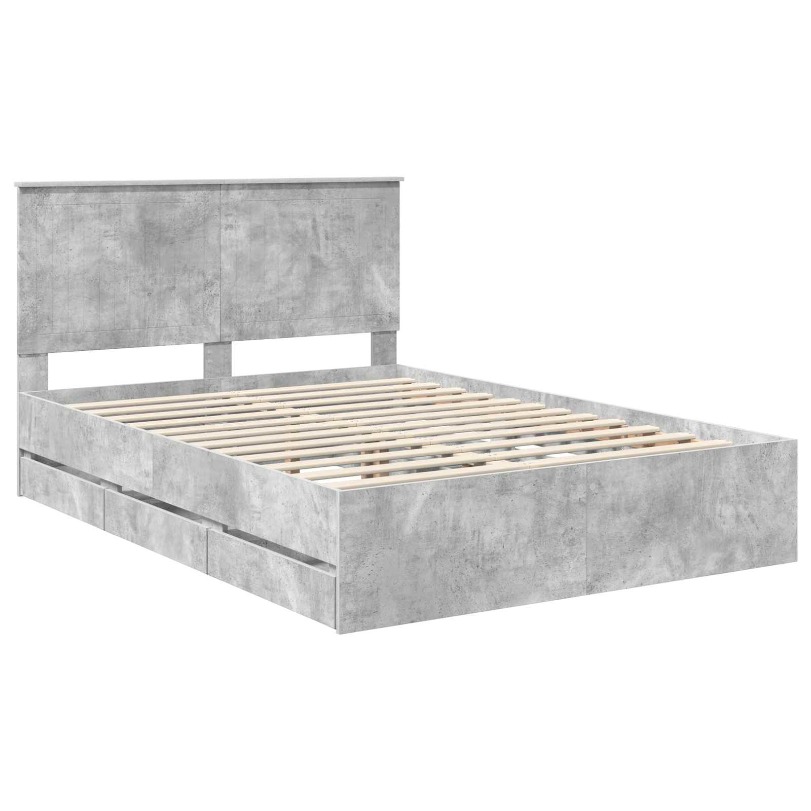 Bedframe met lade Beton Grijs 135 x 190 cm Ingenieurshout is nu te koop bij PeponiXL, paradijselijk wonen!
