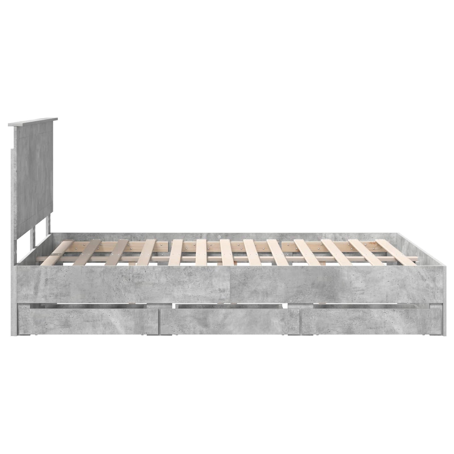 Bedframe met lade Beton Grijs 135 x 190 cm Ingenieurshout is nu te koop bij PeponiXL, paradijselijk wonen!