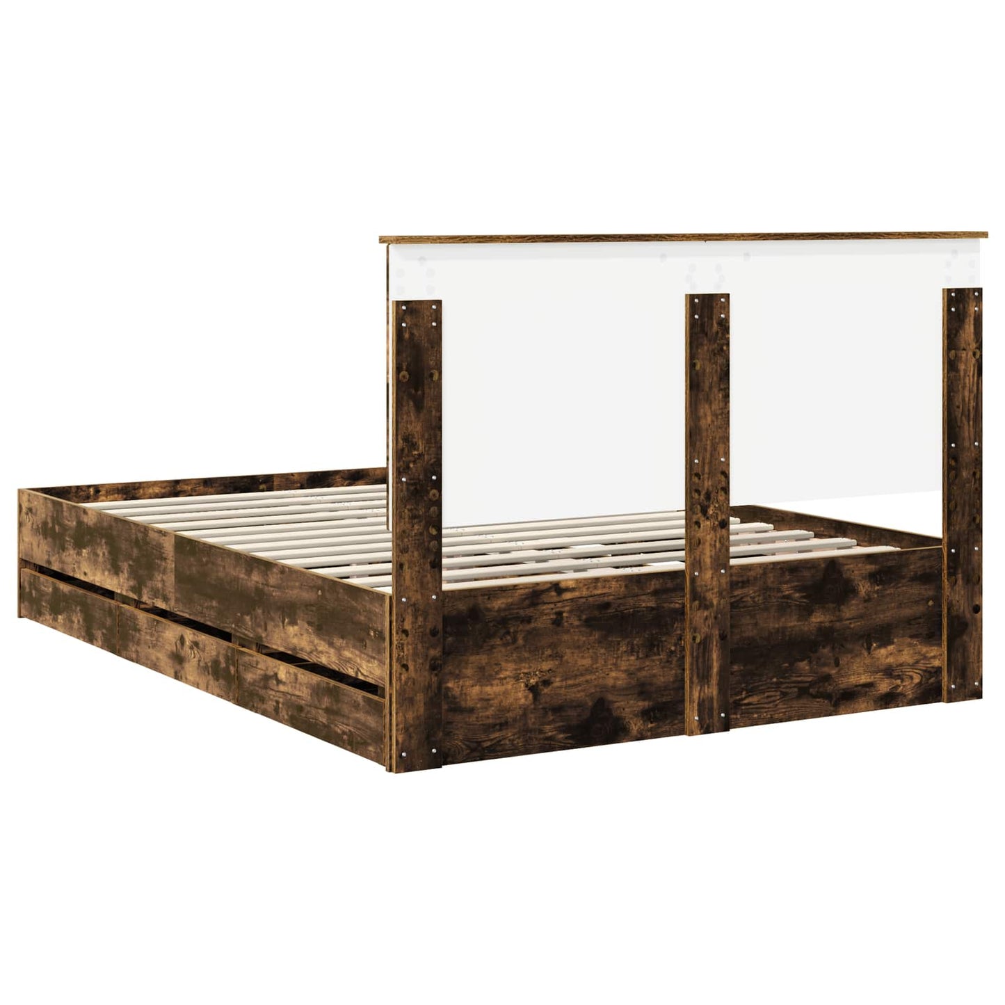 Bedframe met lade Gerookt eiken 135 x 190 cm Ingenieurshout is nu te koop bij PeponiXL, paradijselijk wonen!