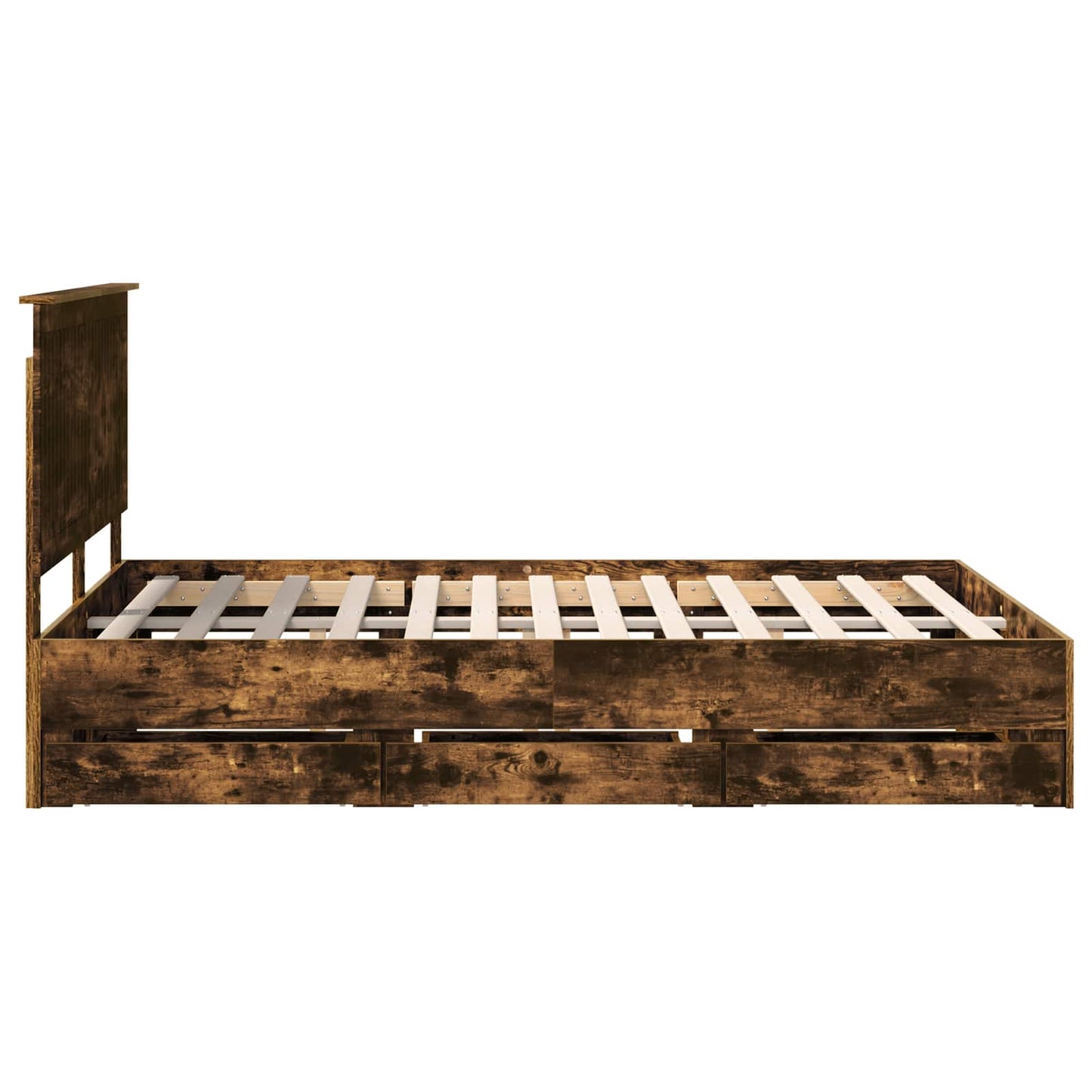 Bedframe met lade Gerookt eiken 135 x 190 cm Ingenieurshout is nu te koop bij PeponiXL, paradijselijk wonen!