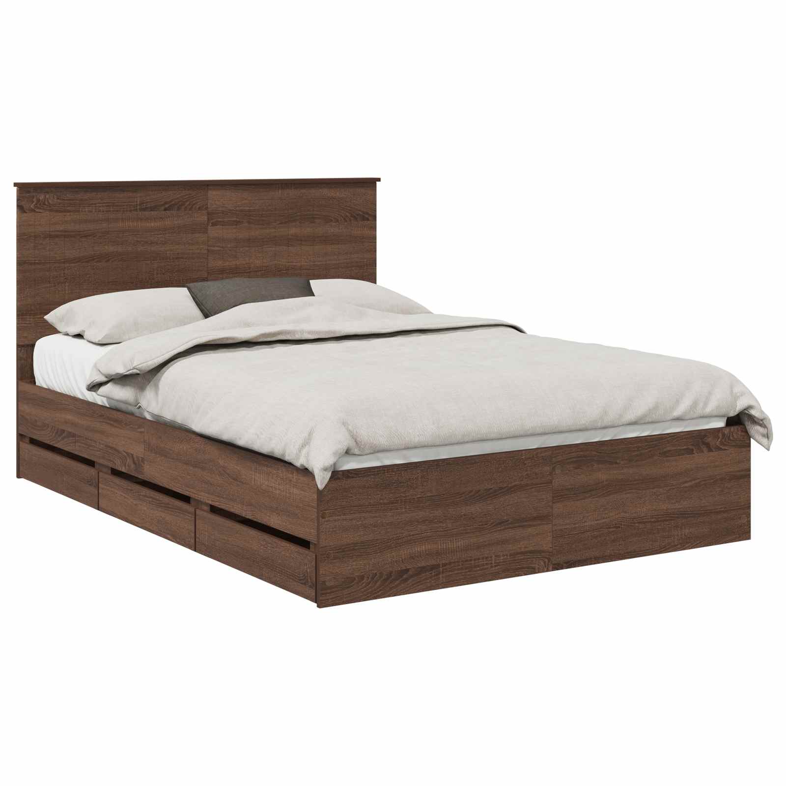 Bedframe met lade Bruin Eiken 135 x 190 cm Ingenieurshout is nu te koop bij PeponiXL, paradijselijk wonen!
