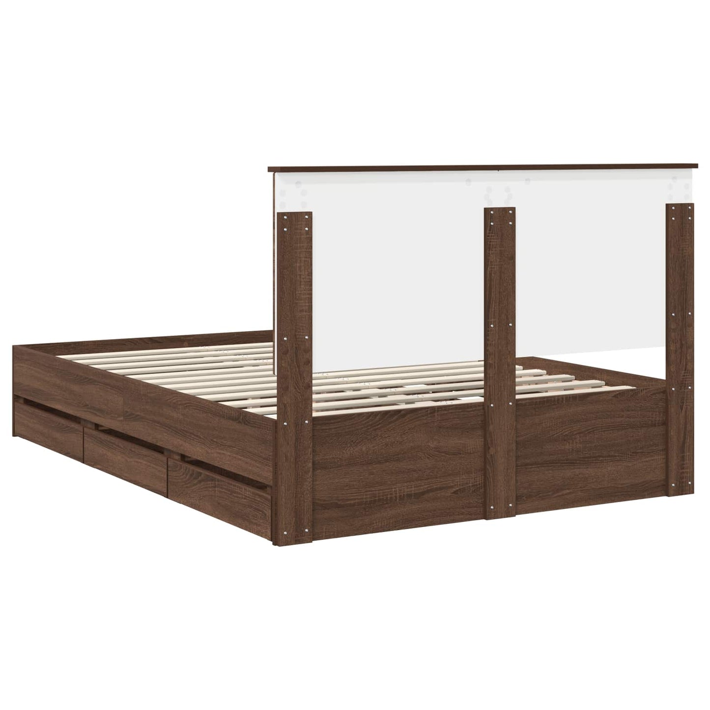 Bedframe met lade Bruin Eiken 135 x 190 cm Ingenieurshout is nu te koop bij PeponiXL, paradijselijk wonen!