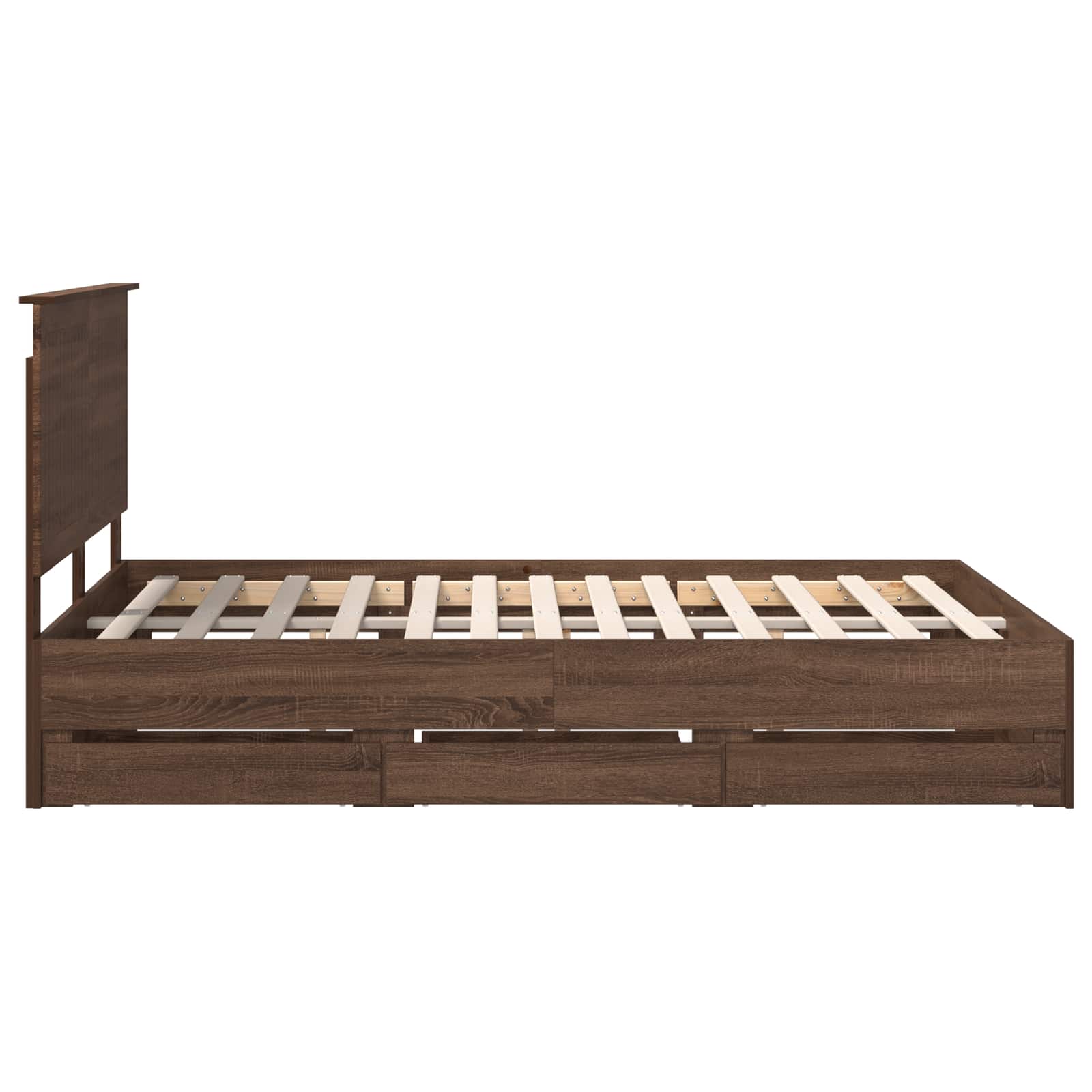 Bedframe met lade Bruin Eiken 135 x 190 cm Ingenieurshout is nu te koop bij PeponiXL, paradijselijk wonen!