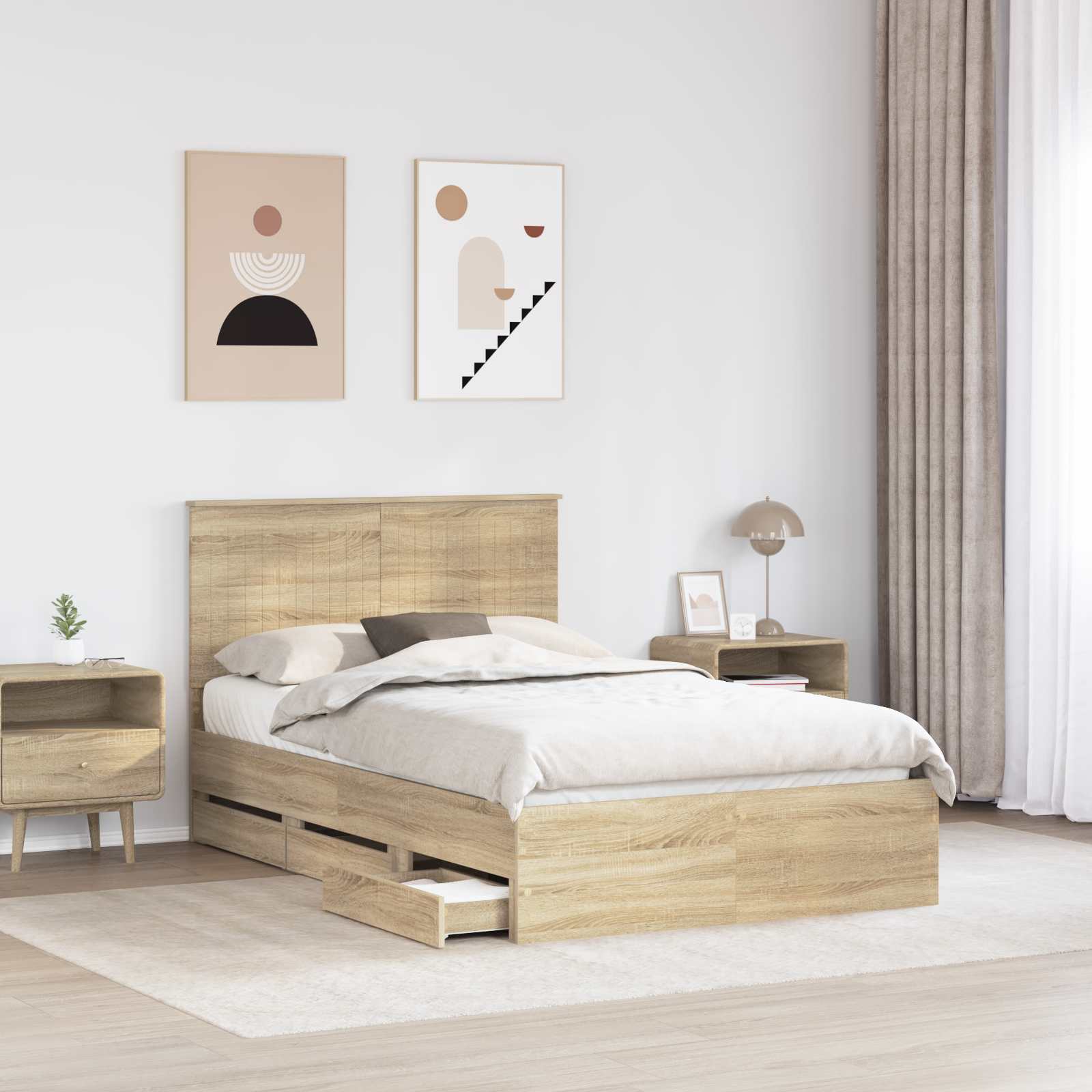 Bedframe met lade Sonoma Eiken 120 x 200 cm Ingenieurshout is nu te koop bij PeponiXL, paradijselijk wonen!