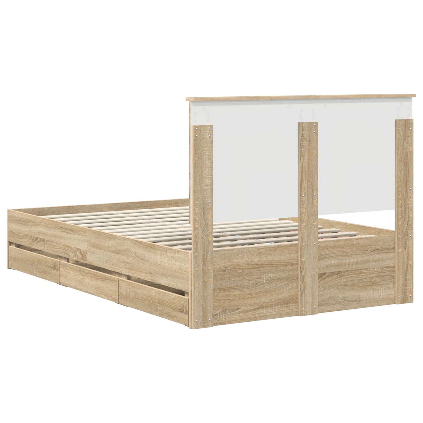 Bedframe met lade Sonoma Eiken 120 x 200 cm Ingenieurshout is nu te koop bij PeponiXL, paradijselijk wonen!