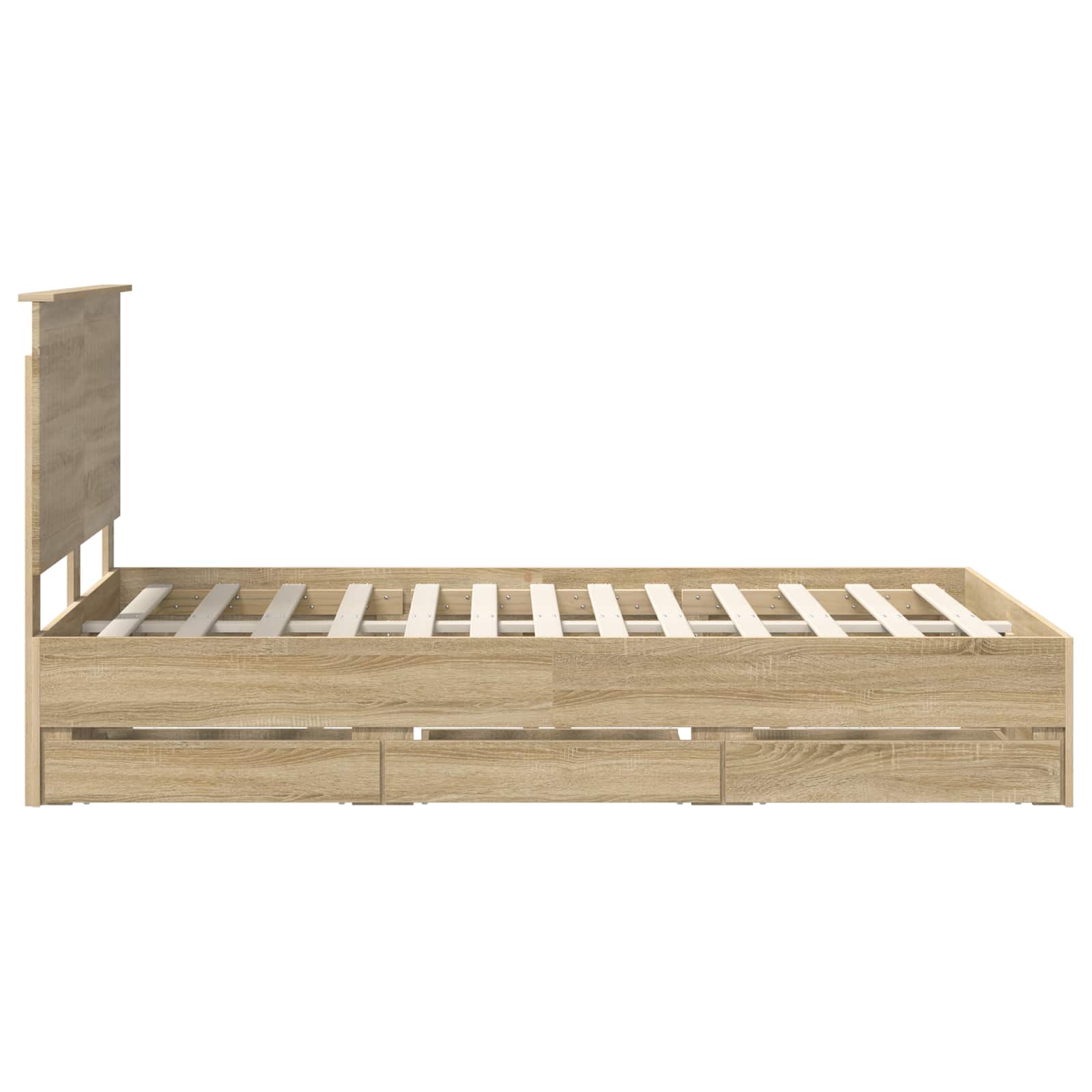 Bedframe met lade Sonoma Eiken 120 x 200 cm Ingenieurshout is nu te koop bij PeponiXL, paradijselijk wonen!