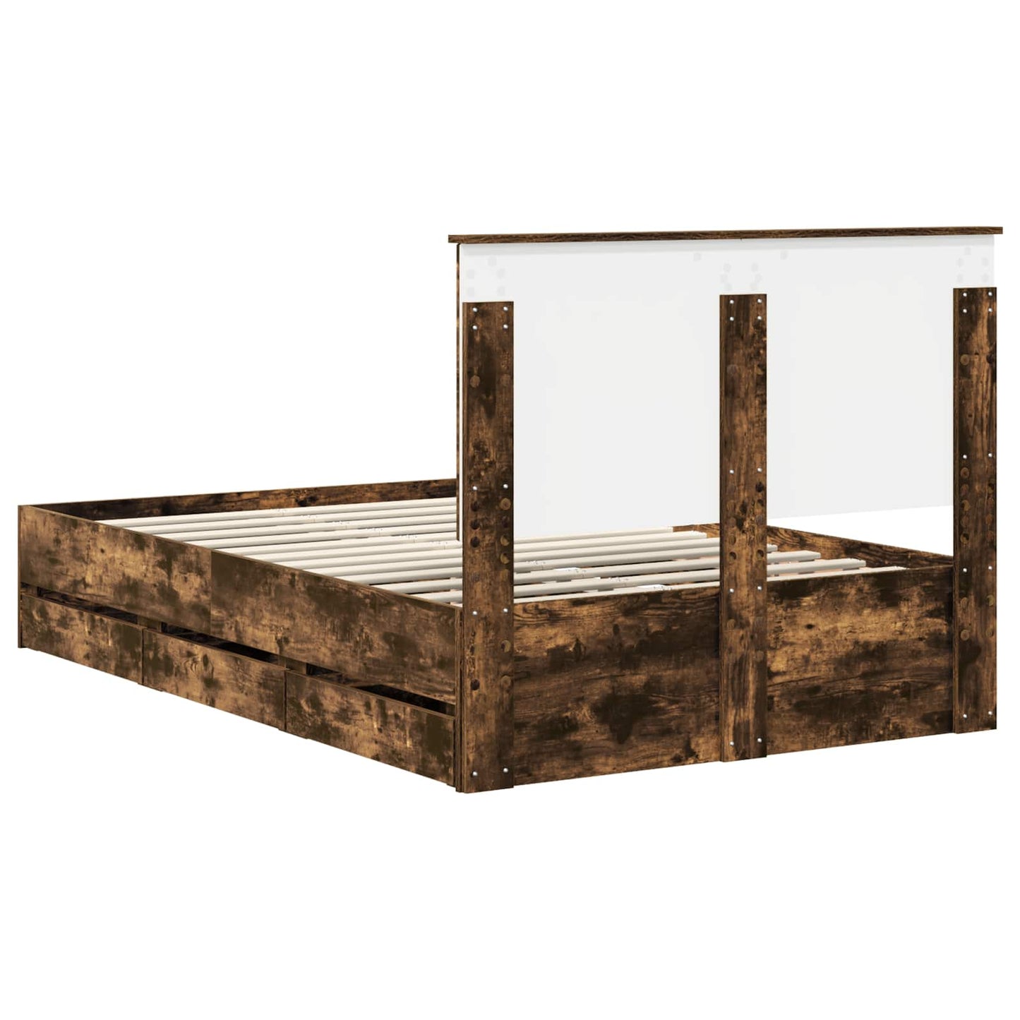 Bedframe met lade Gerookt eiken 120 x 200 cm Ingenieurshout is nu te koop bij PeponiXL, paradijselijk wonen!