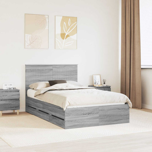 Bedframe met lade Grijs Sonoma 120 x 200 cm Ingenieurshout is nu te koop bij PeponiXL, paradijselijk wonen!