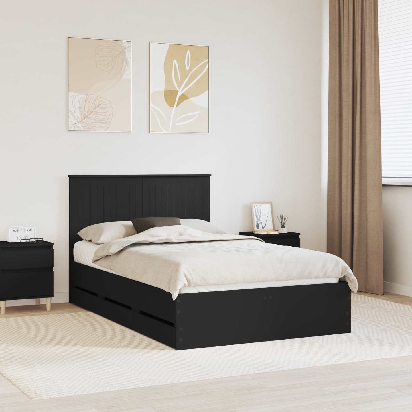 Bedframe met lade met opslag Zwart 120 x 190 cm Ingenieurshout is nu te koop bij PeponiXL, paradijselijk wonen!