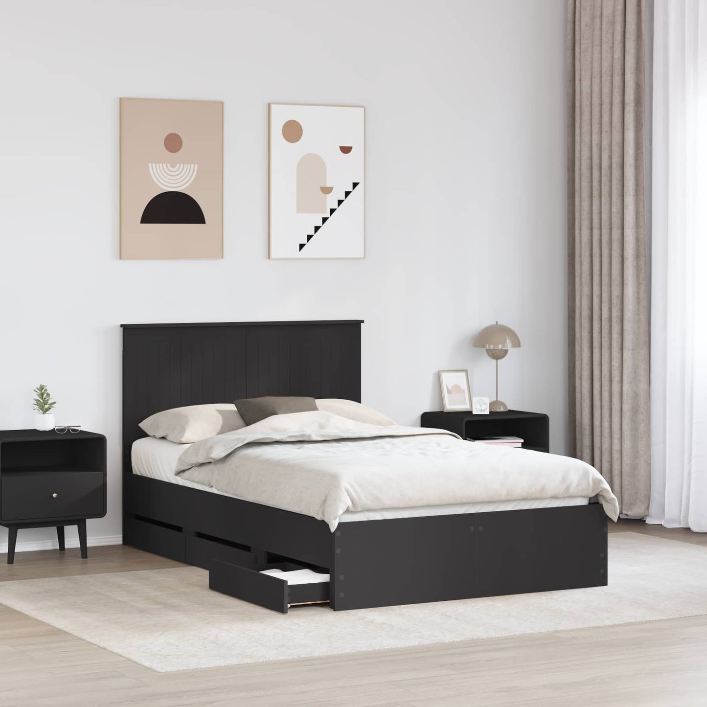 Bedframe met lade met opslag Zwart 120 x 190 cm Ingenieurshout is nu te koop bij PeponiXL, paradijselijk wonen!