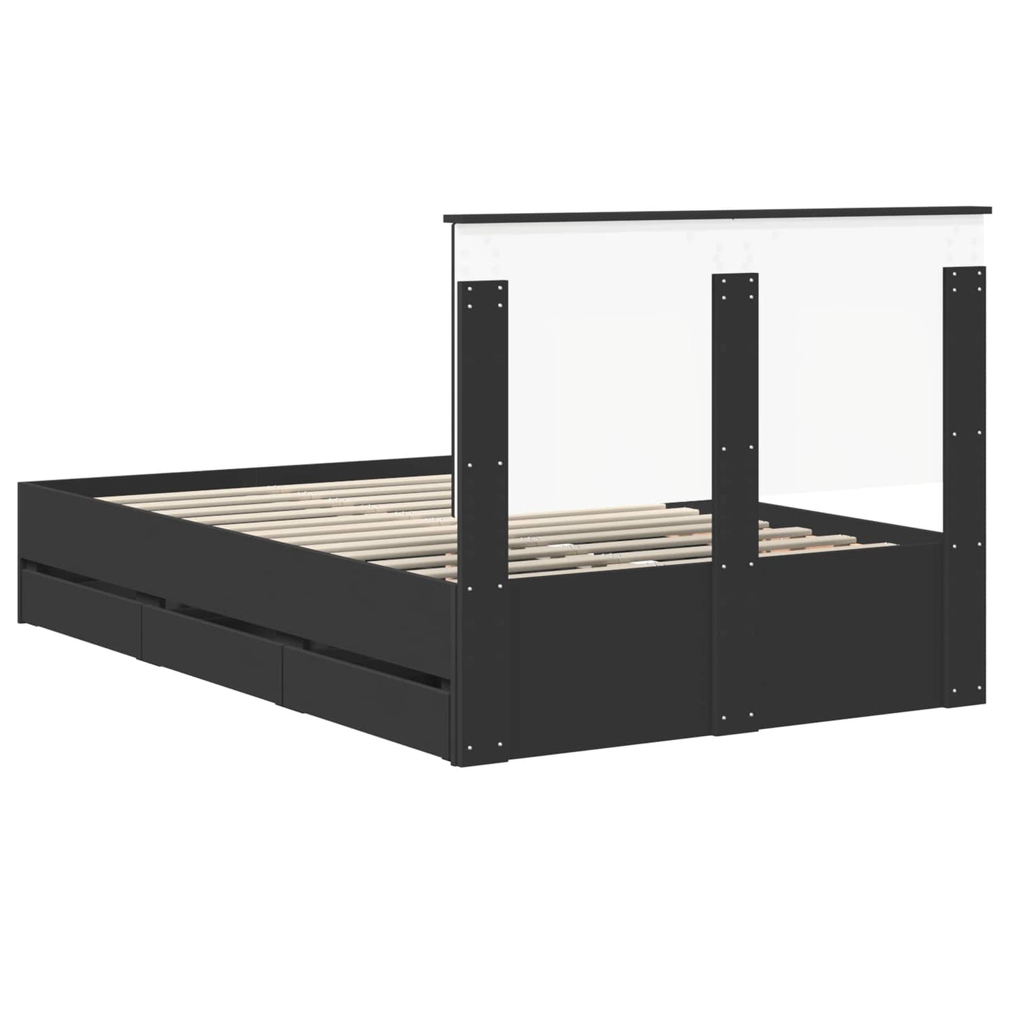Bedframe met lade met opslag Zwart 120 x 190 cm Ingenieurshout is nu te koop bij PeponiXL, paradijselijk wonen!