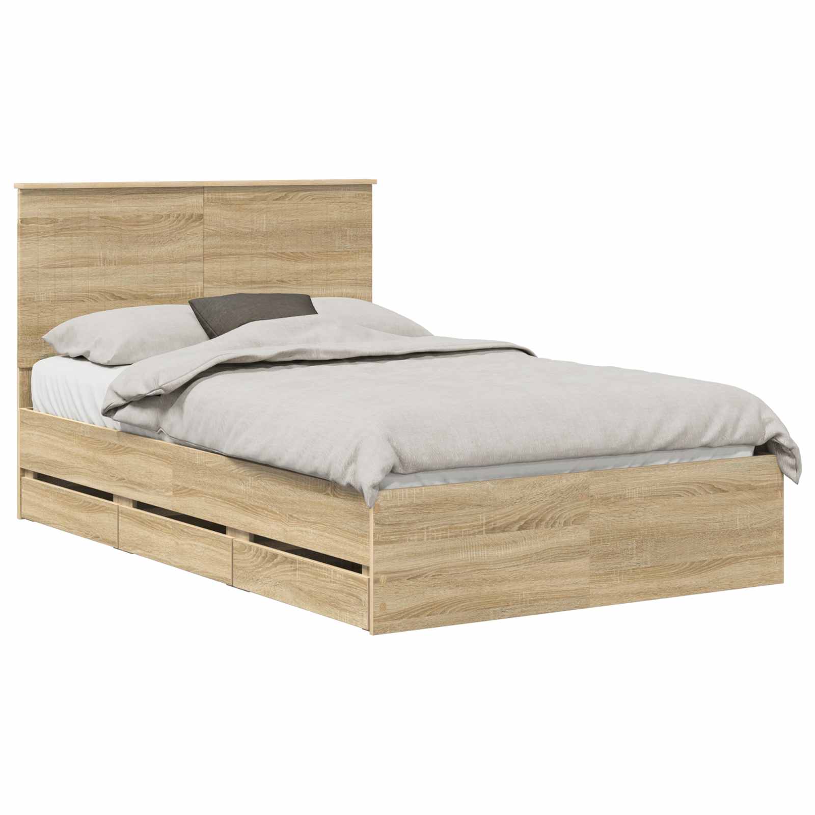 Bedframe met lade Sonoma Eiken 120 x 190 cm Ingenieurshout is nu te koop bij PeponiXL, paradijselijk wonen!