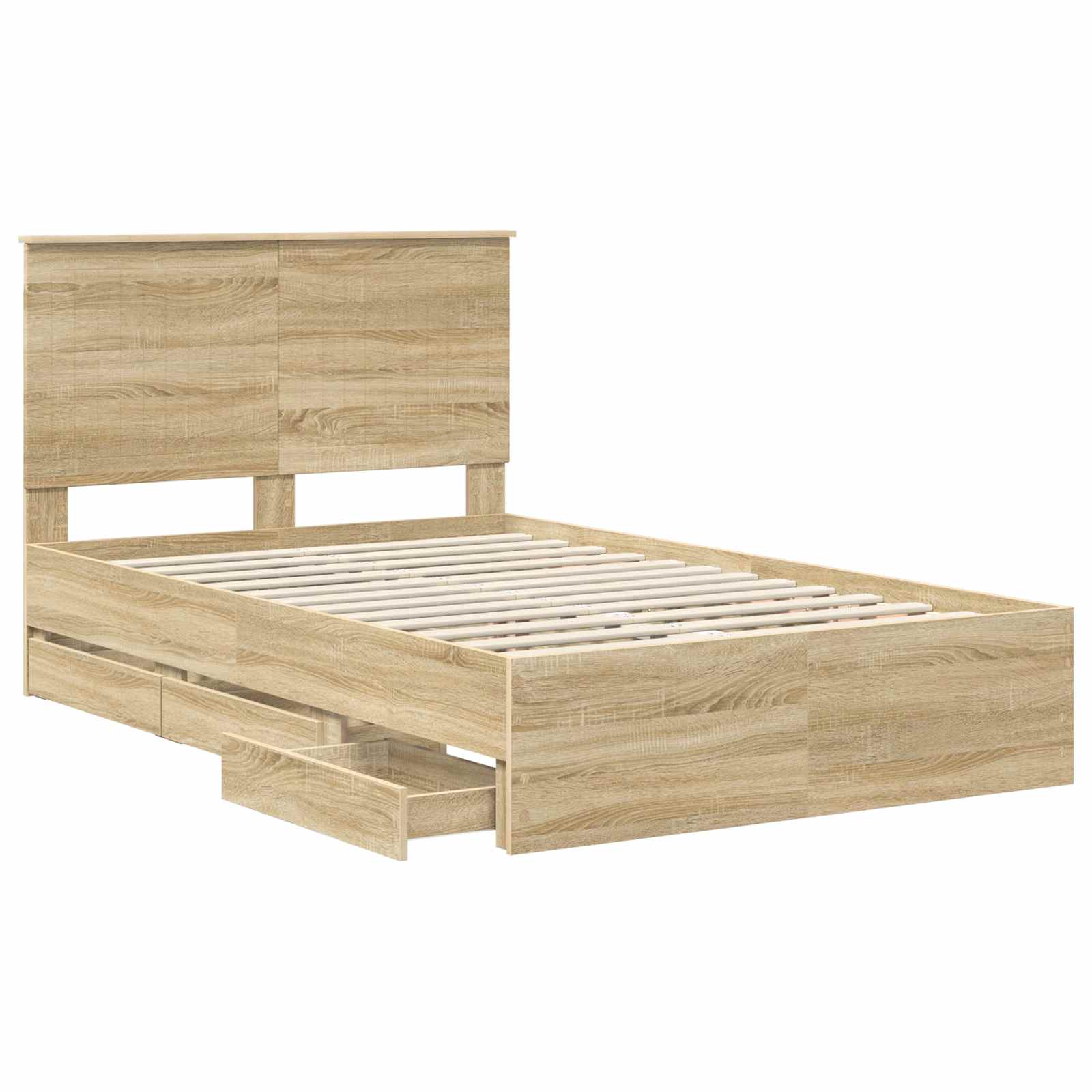 Bedframe met lade Sonoma Eiken 120 x 190 cm Ingenieurshout is nu te koop bij PeponiXL, paradijselijk wonen!