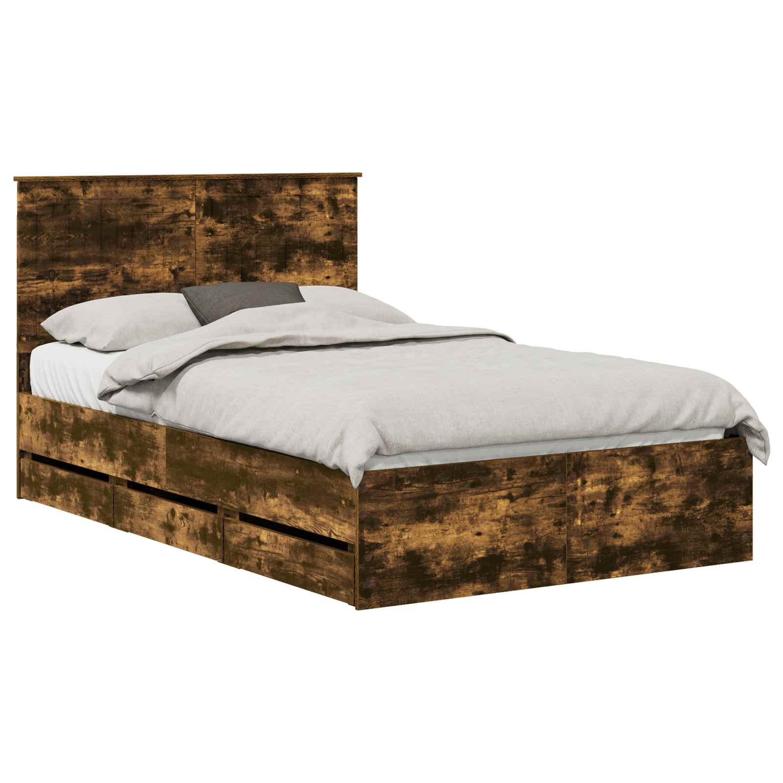 Bedframe met lade Gerookt eiken 120 x 190 cm Ingenieurshout is nu te koop bij PeponiXL, paradijselijk wonen!