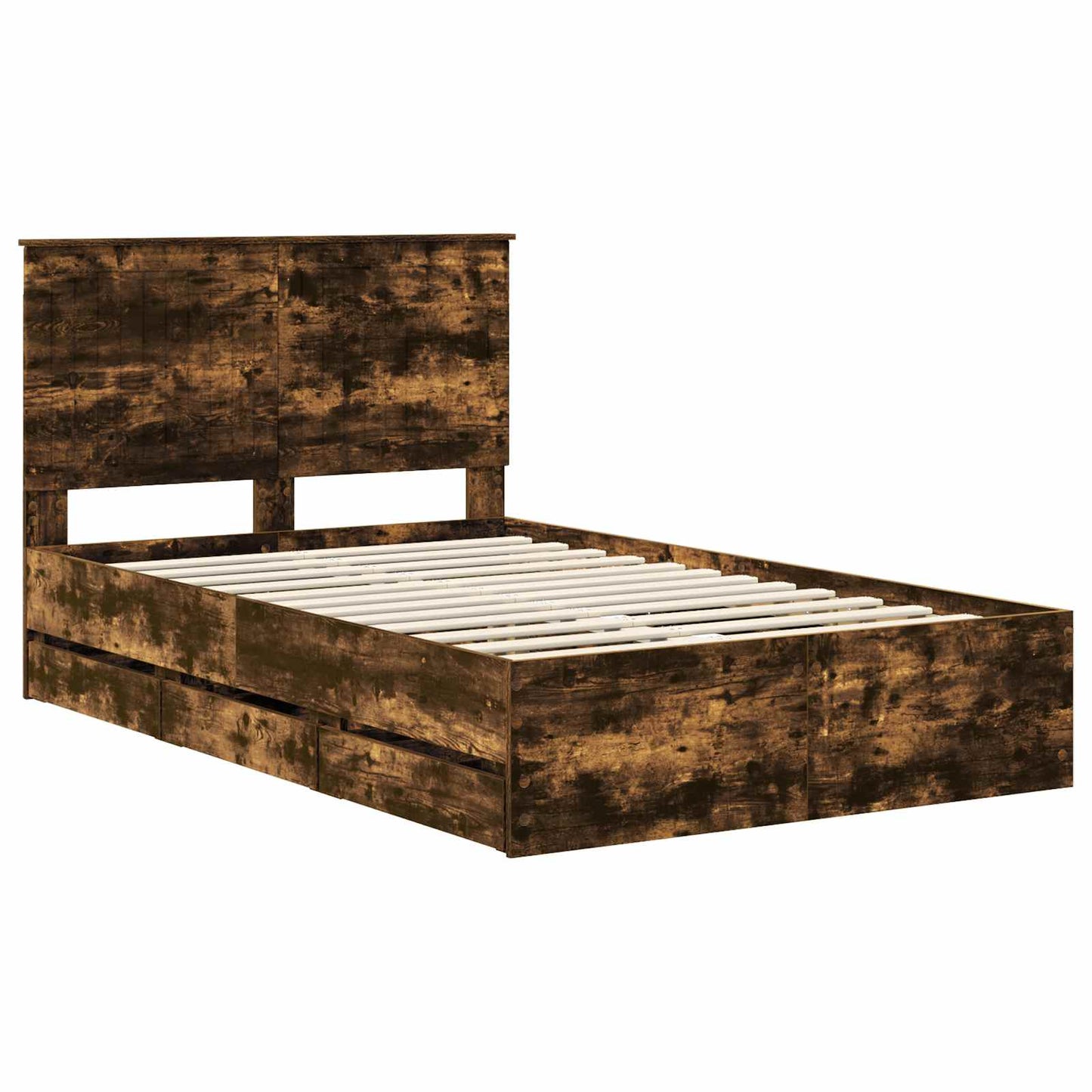 Bedframe met lade Gerookt eiken 120 x 190 cm Ingenieurshout is nu te koop bij PeponiXL, paradijselijk wonen!