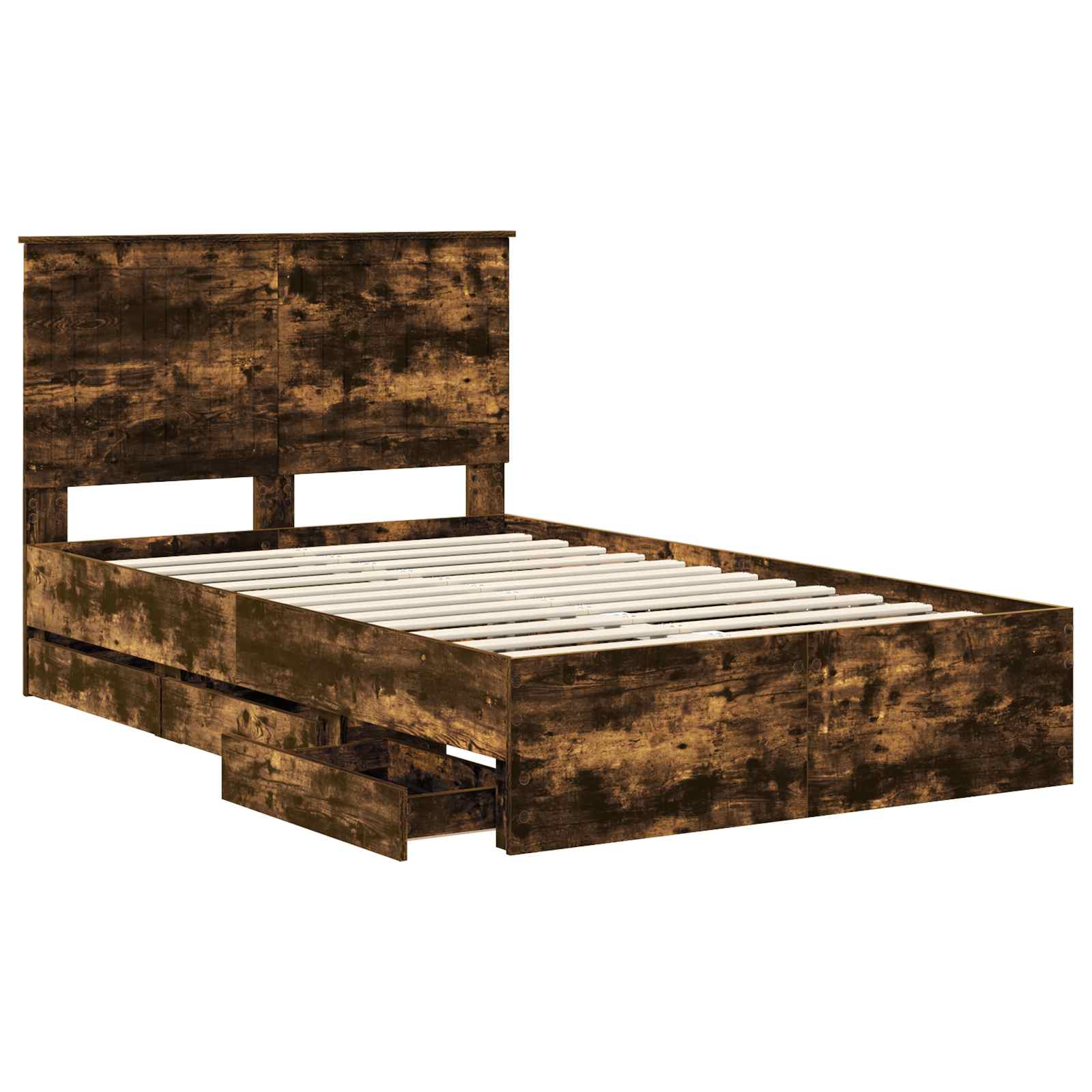 Bedframe met lade Gerookt eiken 120 x 190 cm Ingenieurshout is nu te koop bij PeponiXL, paradijselijk wonen!