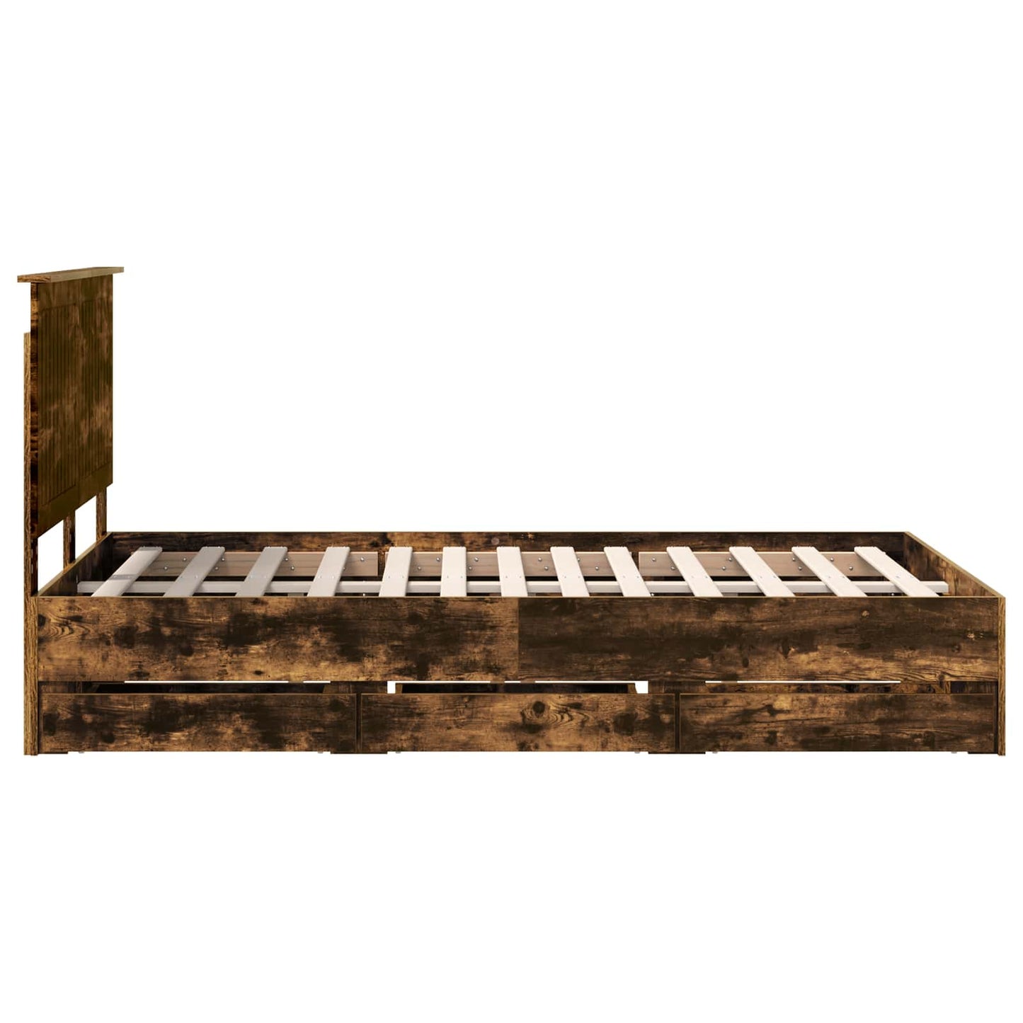 Bedframe met lade Gerookt eiken 120 x 190 cm Ingenieurshout is nu te koop bij PeponiXL, paradijselijk wonen!