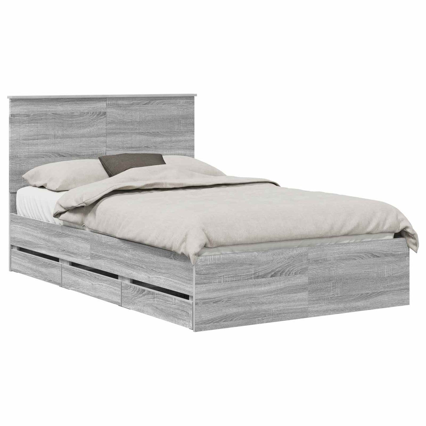Bedframe met lade Grijs Sonoma 120 x 190 cm Ingenieurshout is nu te koop bij PeponiXL, paradijselijk wonen!