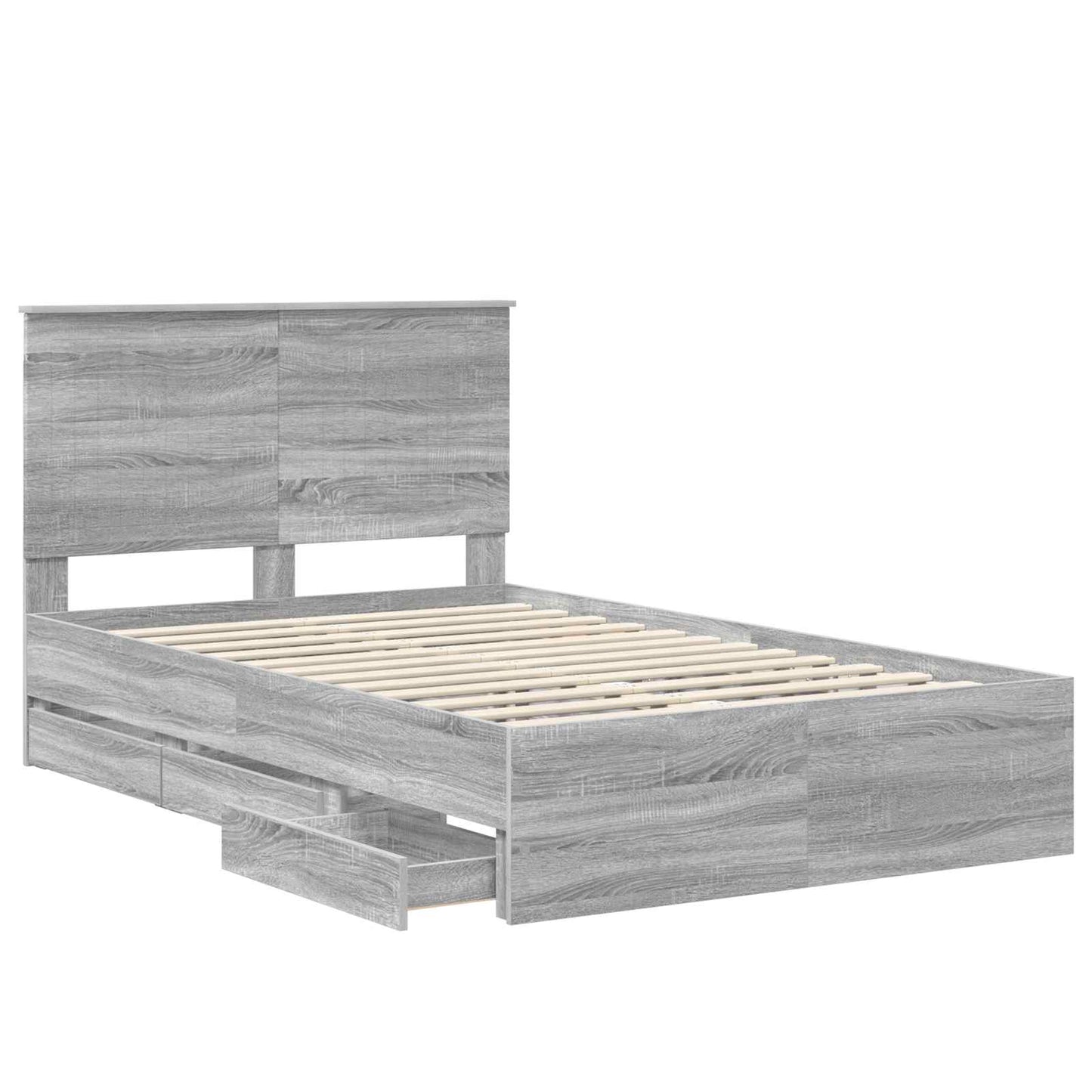 Bedframe met lade Grijs Sonoma 120 x 190 cm Ingenieurshout is nu te koop bij PeponiXL, paradijselijk wonen!