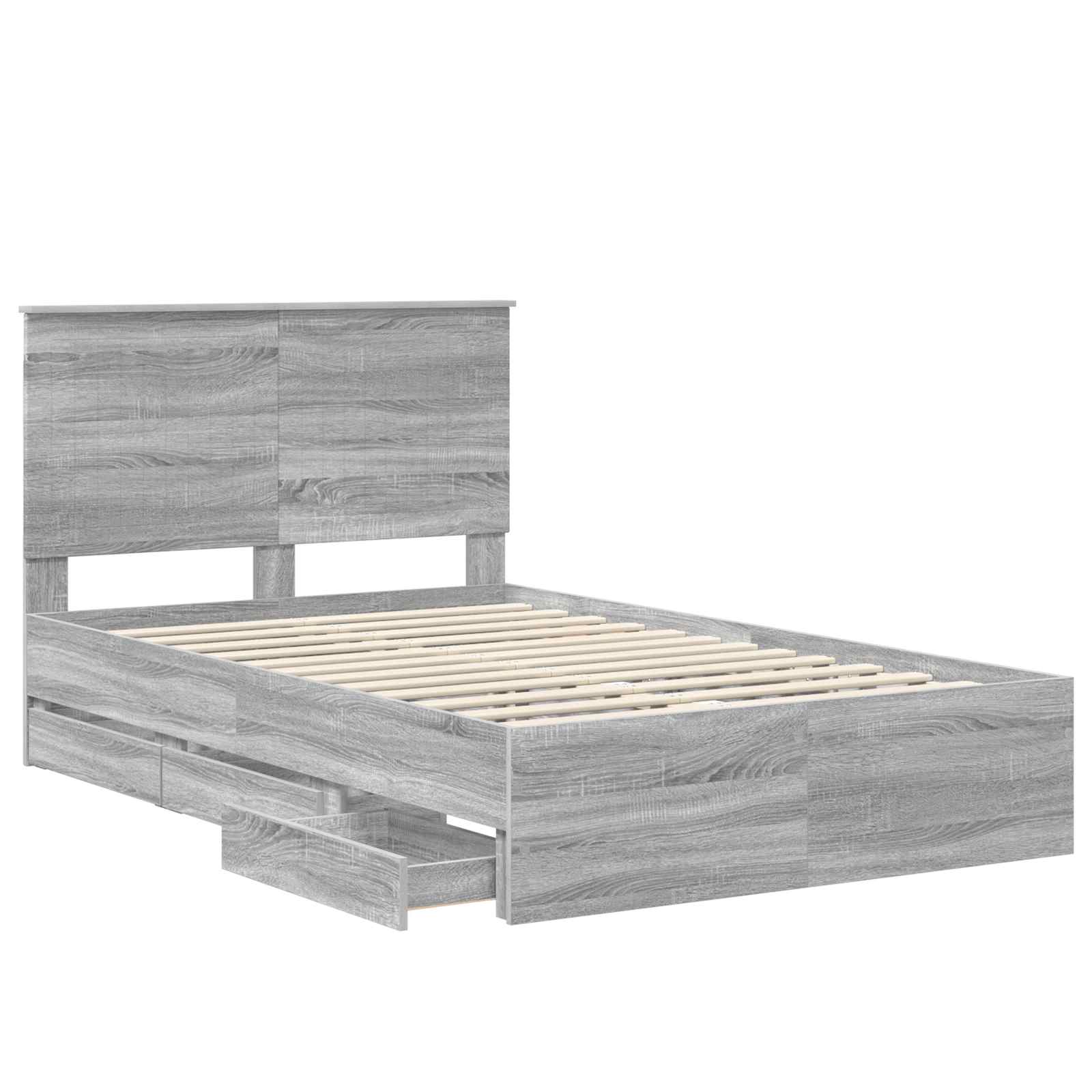 Bedframe met lade Grijs Sonoma 120 x 190 cm Ingenieurshout is nu te koop bij PeponiXL, paradijselijk wonen!