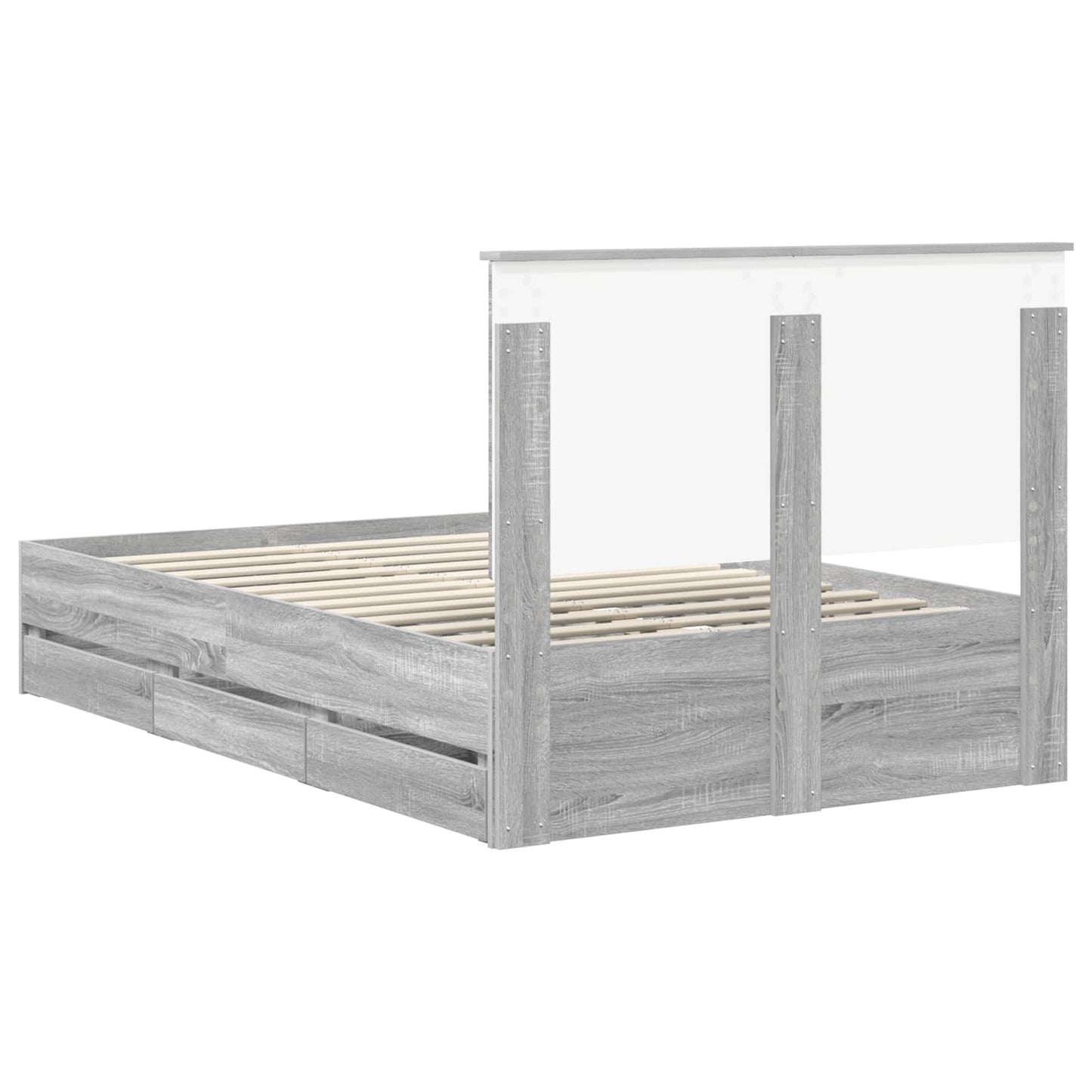 Bedframe met lade Grijs Sonoma 120 x 190 cm Ingenieurshout is nu te koop bij PeponiXL, paradijselijk wonen!