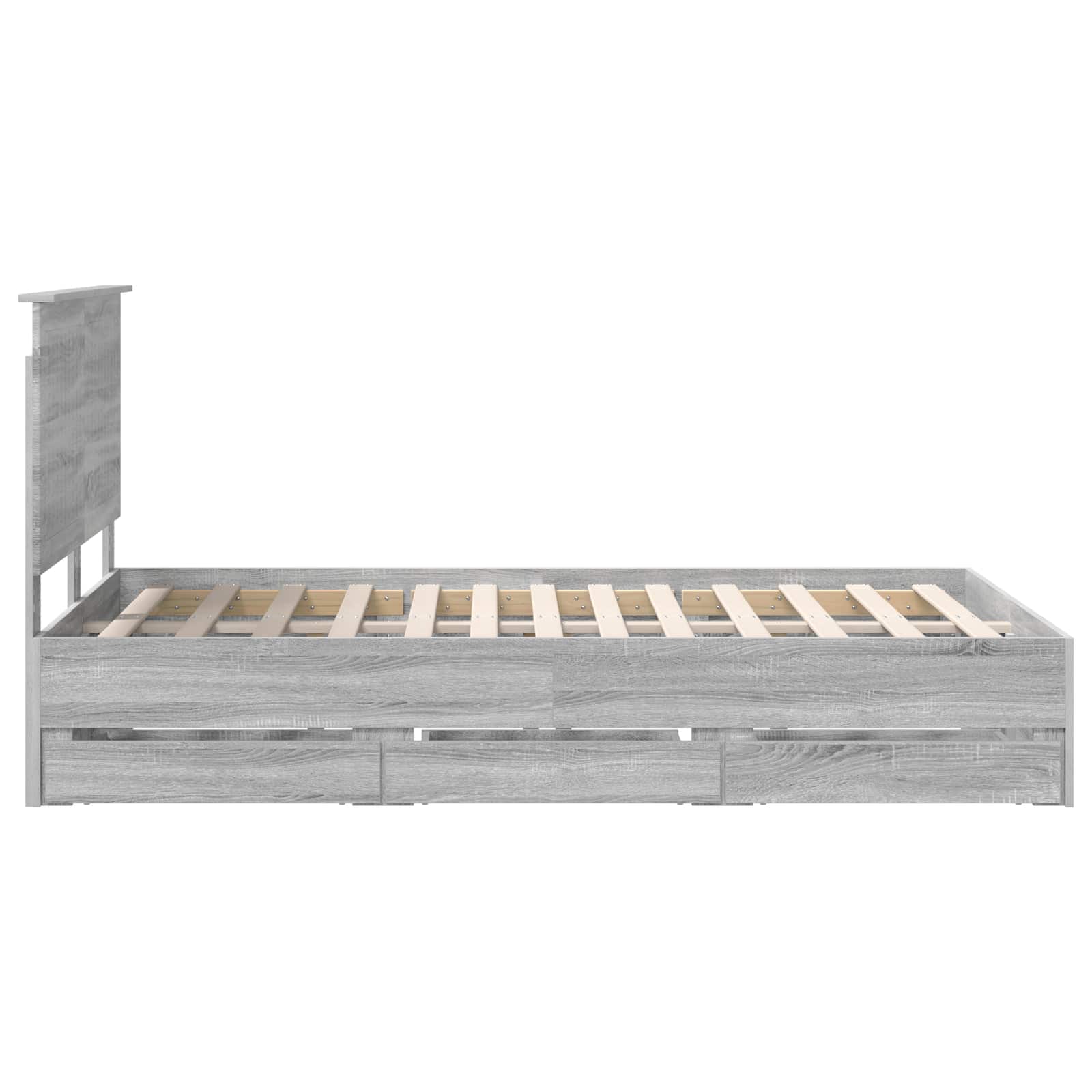 Bedframe met lade Grijs Sonoma 120 x 190 cm Ingenieurshout is nu te koop bij PeponiXL, paradijselijk wonen!