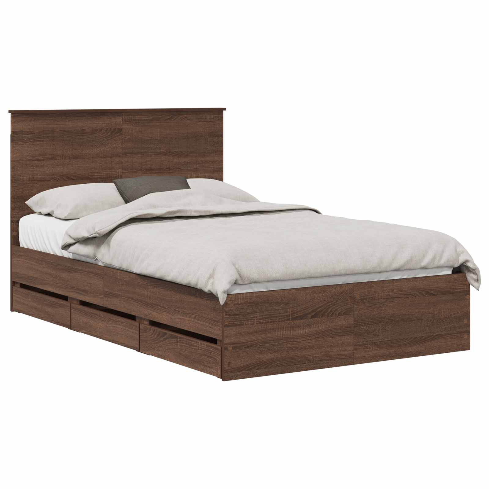 Bedframe met lade Bruin Eiken 120 x 190 cm Ingenieurshout is nu te koop bij PeponiXL, paradijselijk wonen!