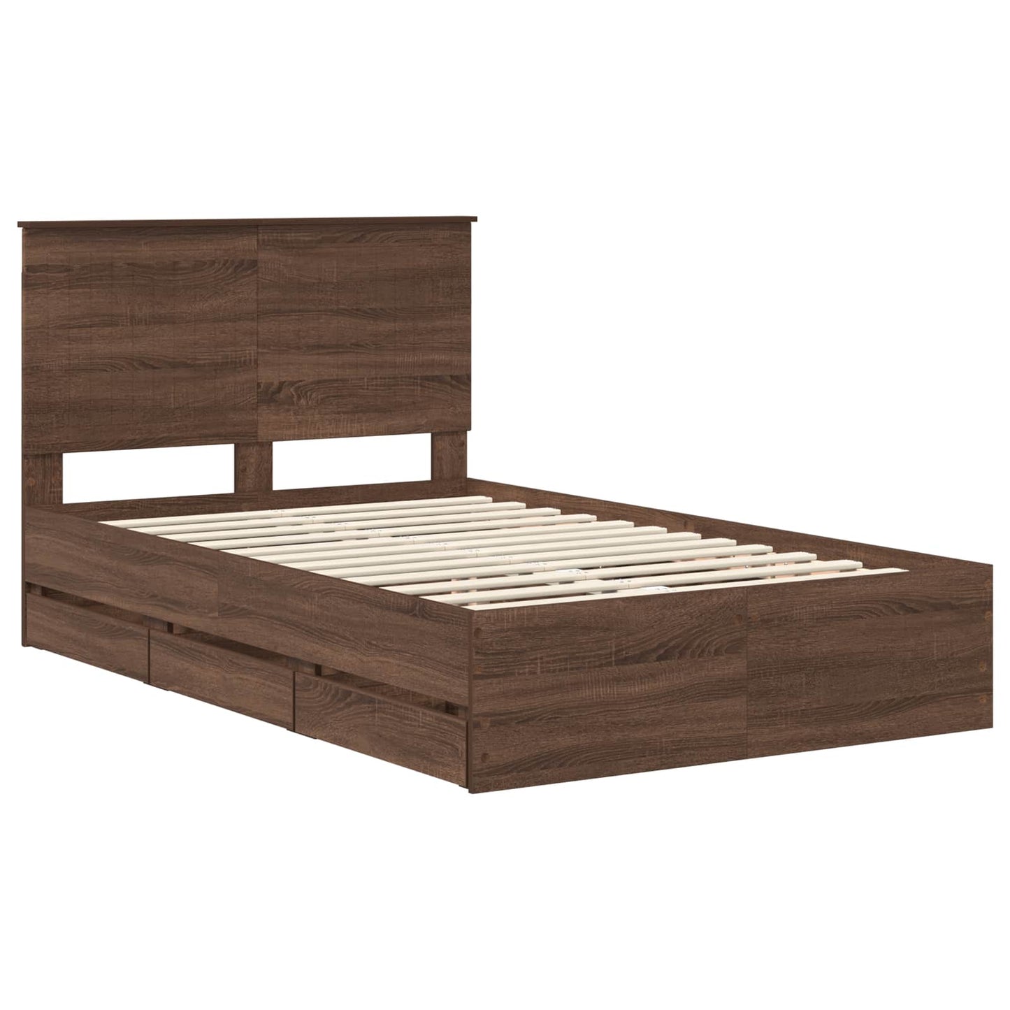 Bedframe met lade Bruin Eiken 120 x 190 cm Ingenieurshout is nu te koop bij PeponiXL, paradijselijk wonen!