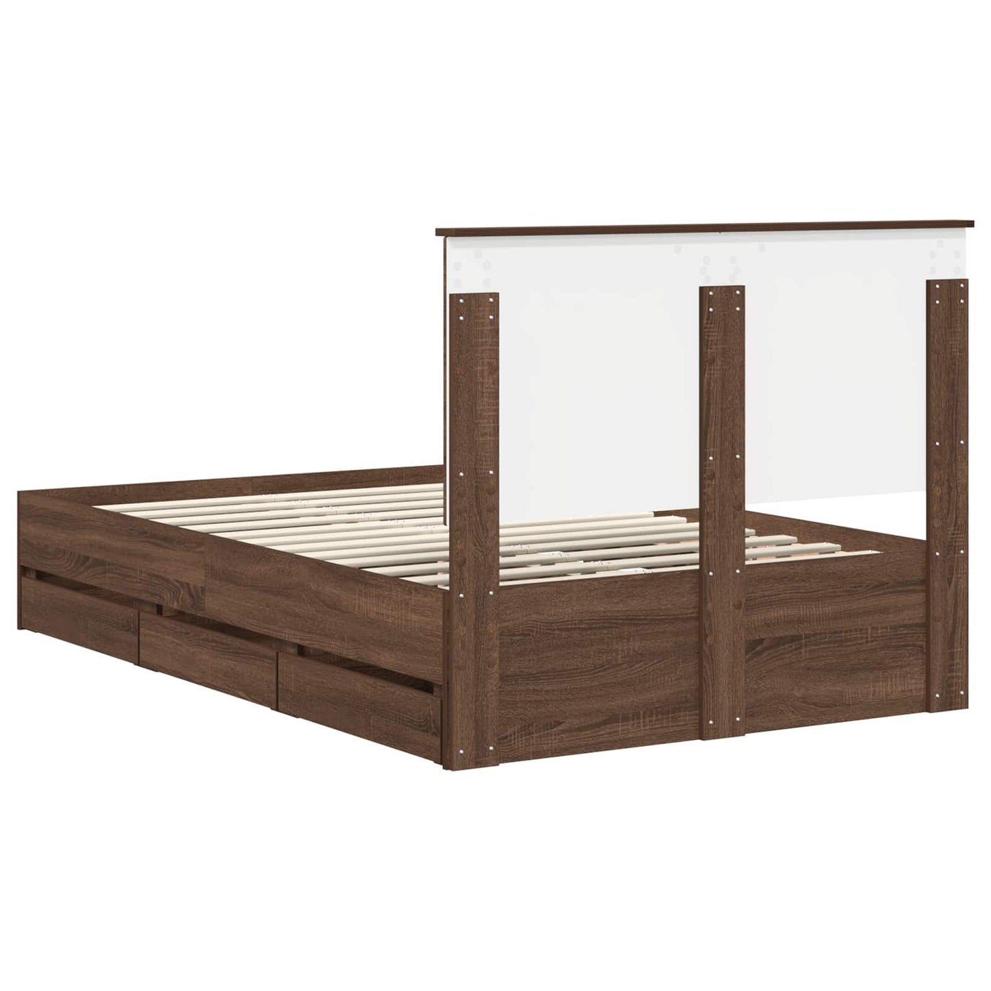 Bedframe met lade Bruin Eiken 120 x 190 cm Ingenieurshout is nu te koop bij PeponiXL, paradijselijk wonen!
