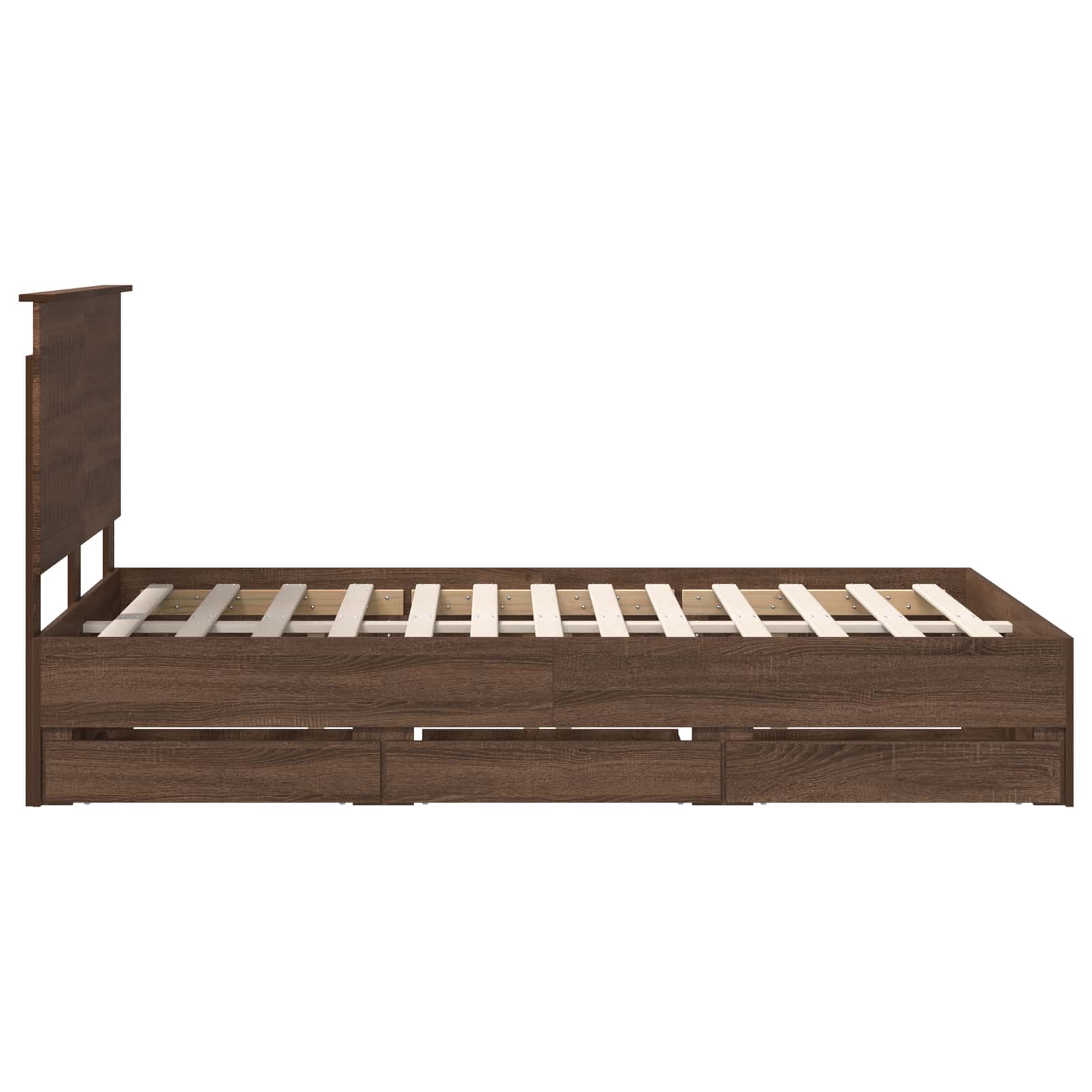 Bedframe met lade Bruin Eiken 120 x 190 cm Ingenieurshout is nu te koop bij PeponiXL, paradijselijk wonen!