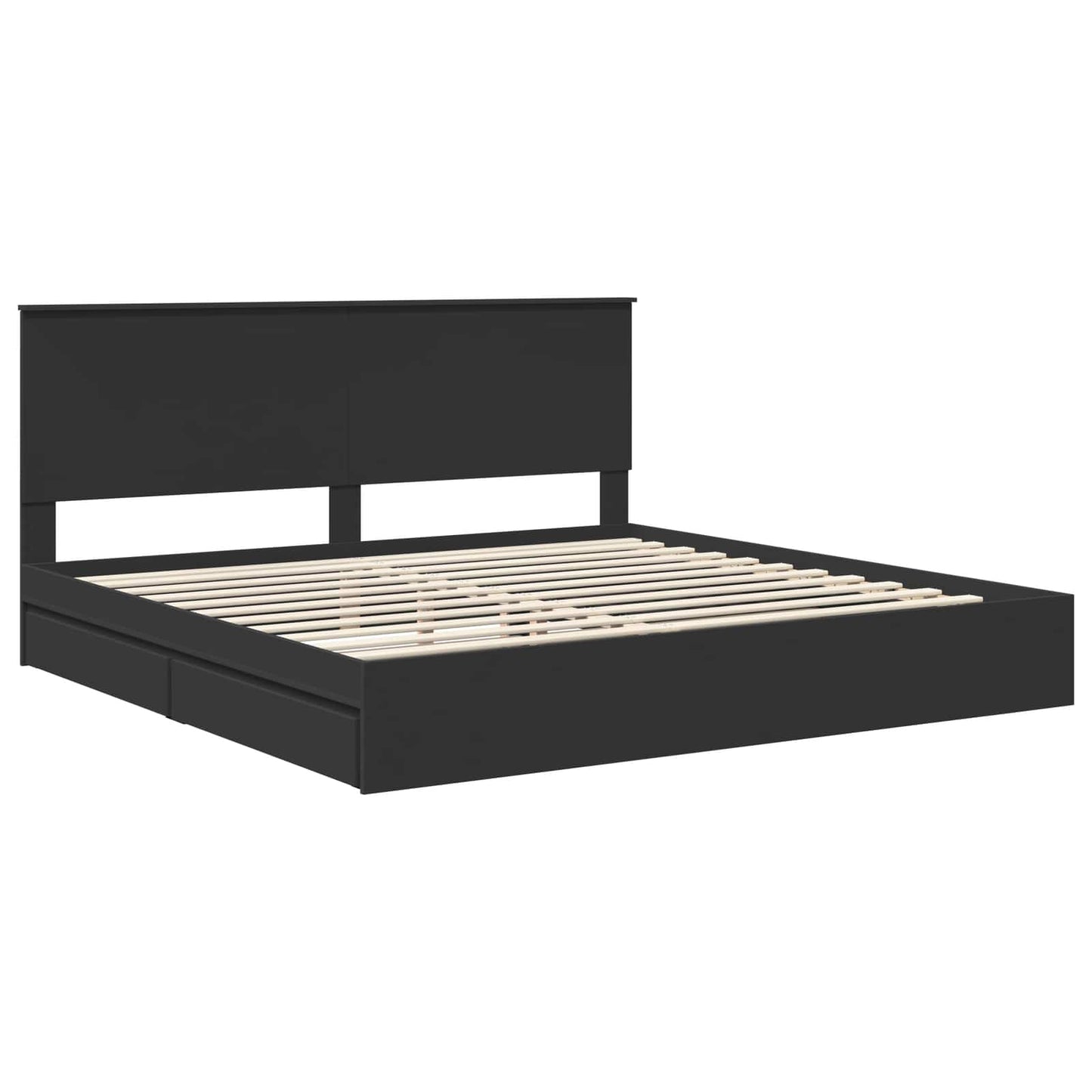 Opslag bed met hoofdeinde Zwart 200 x 200 cm Bewerkt hout is nu te koop bij PeponiXL, paradijselijk wonen!