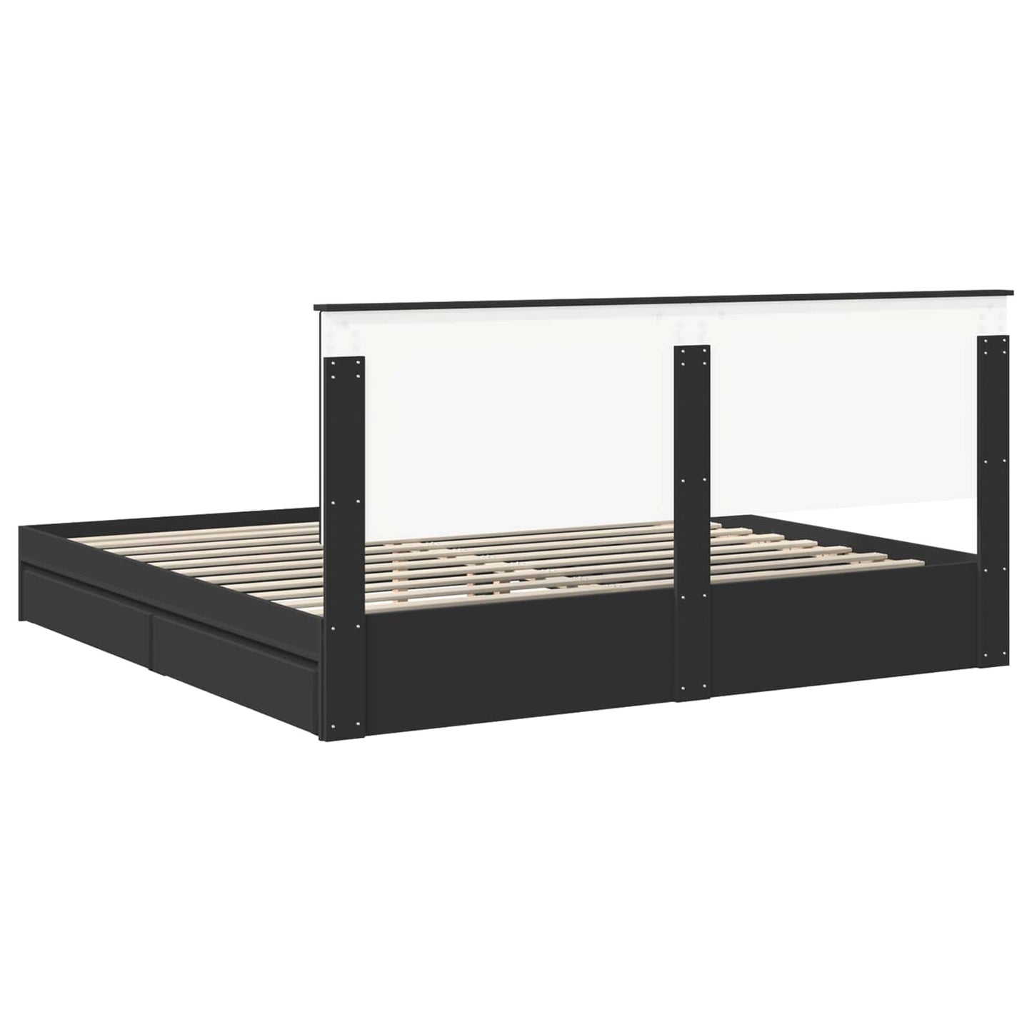 Opslag bed met hoofdeinde Zwart 200 x 200 cm Bewerkt hout is nu te koop bij PeponiXL, paradijselijk wonen!
