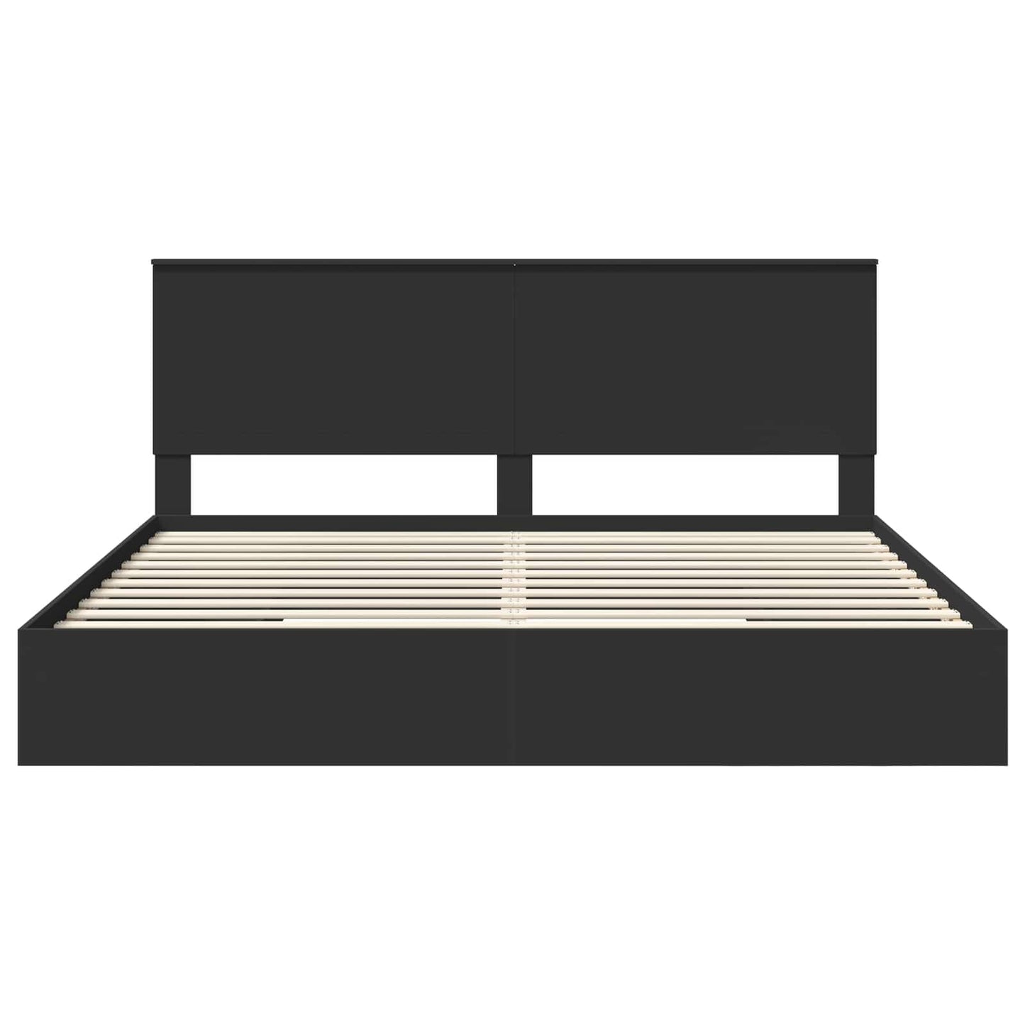 Opslag bed met hoofdeinde Zwart 200 x 200 cm Bewerkt hout is nu te koop bij PeponiXL, paradijselijk wonen!