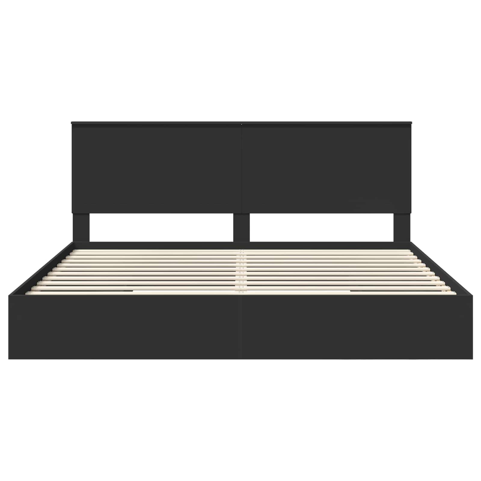 Opslag bed met hoofdeinde Zwart 200 x 200 cm Bewerkt hout is nu te koop bij PeponiXL, paradijselijk wonen!