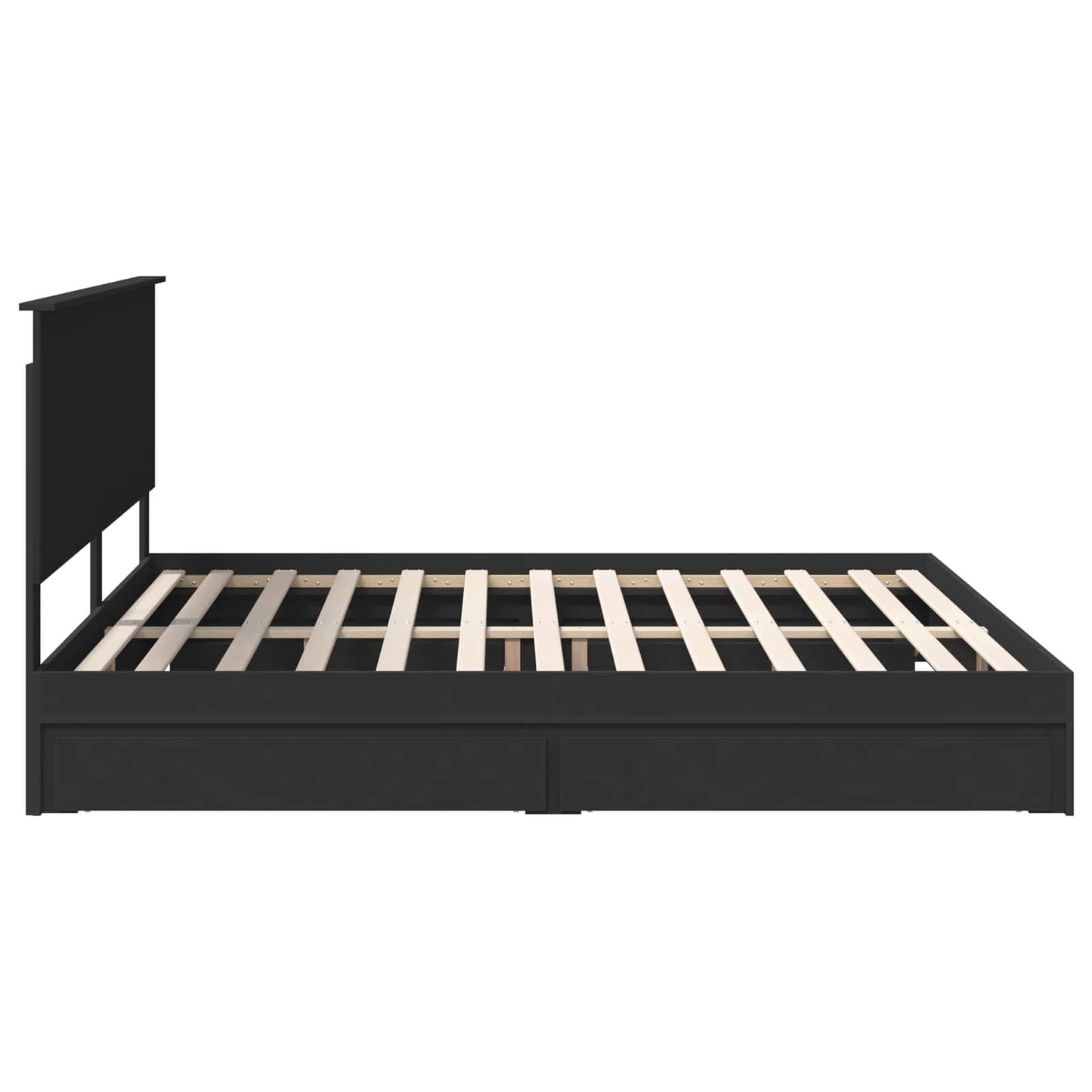 Opslag bed met hoofdeinde Zwart 200 x 200 cm Bewerkt hout is nu te koop bij PeponiXL, paradijselijk wonen!