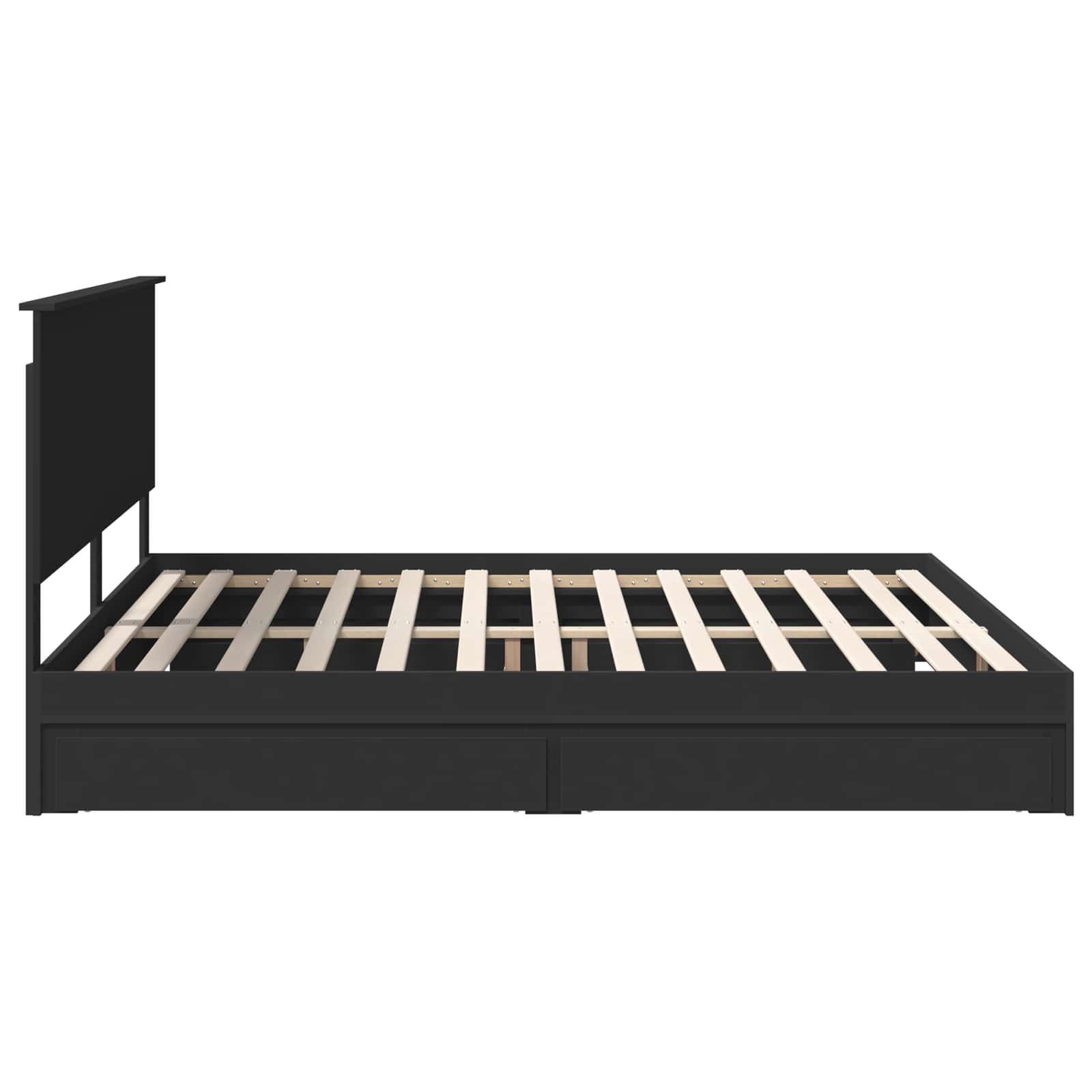 Opslag bed met hoofdeinde Zwart 200 x 200 cm Bewerkt hout is nu te koop bij PeponiXL, paradijselijk wonen!