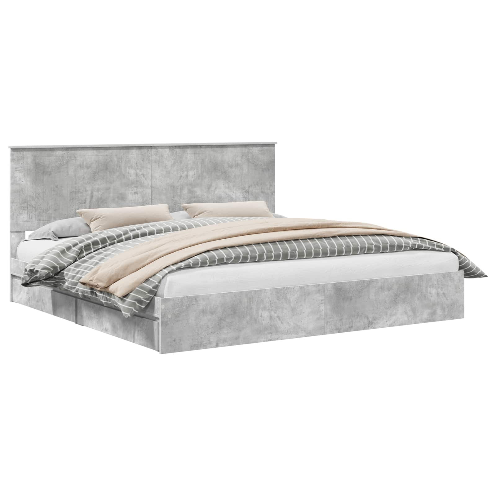 Opslag bed met hoofdeinde Beton Grijs 200 x 200 cm Bewerkt hout is nu te koop bij PeponiXL, paradijselijk wonen!