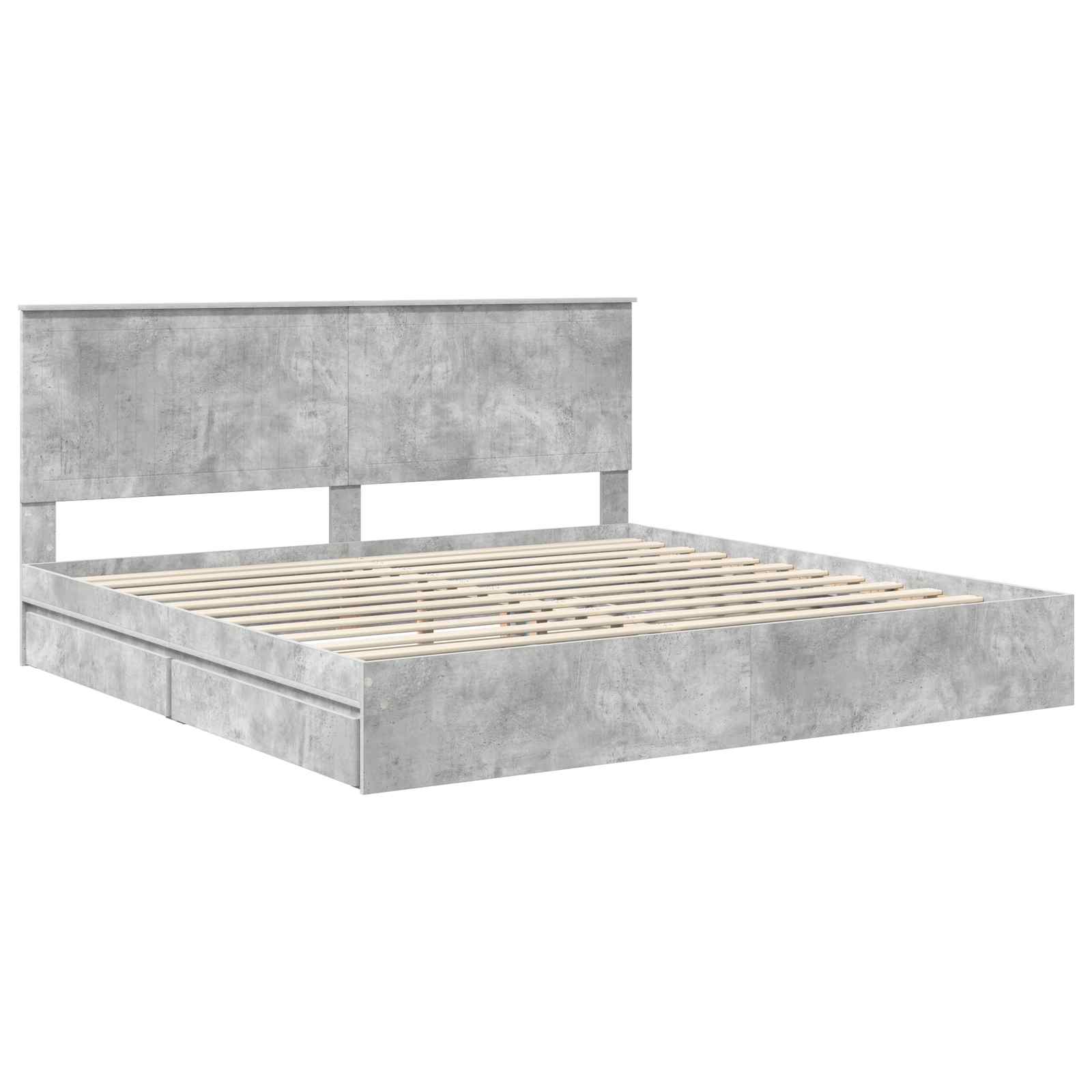 Opslag bed met hoofdeinde Beton Grijs 200 x 200 cm Bewerkt hout is nu te koop bij PeponiXL, paradijselijk wonen!