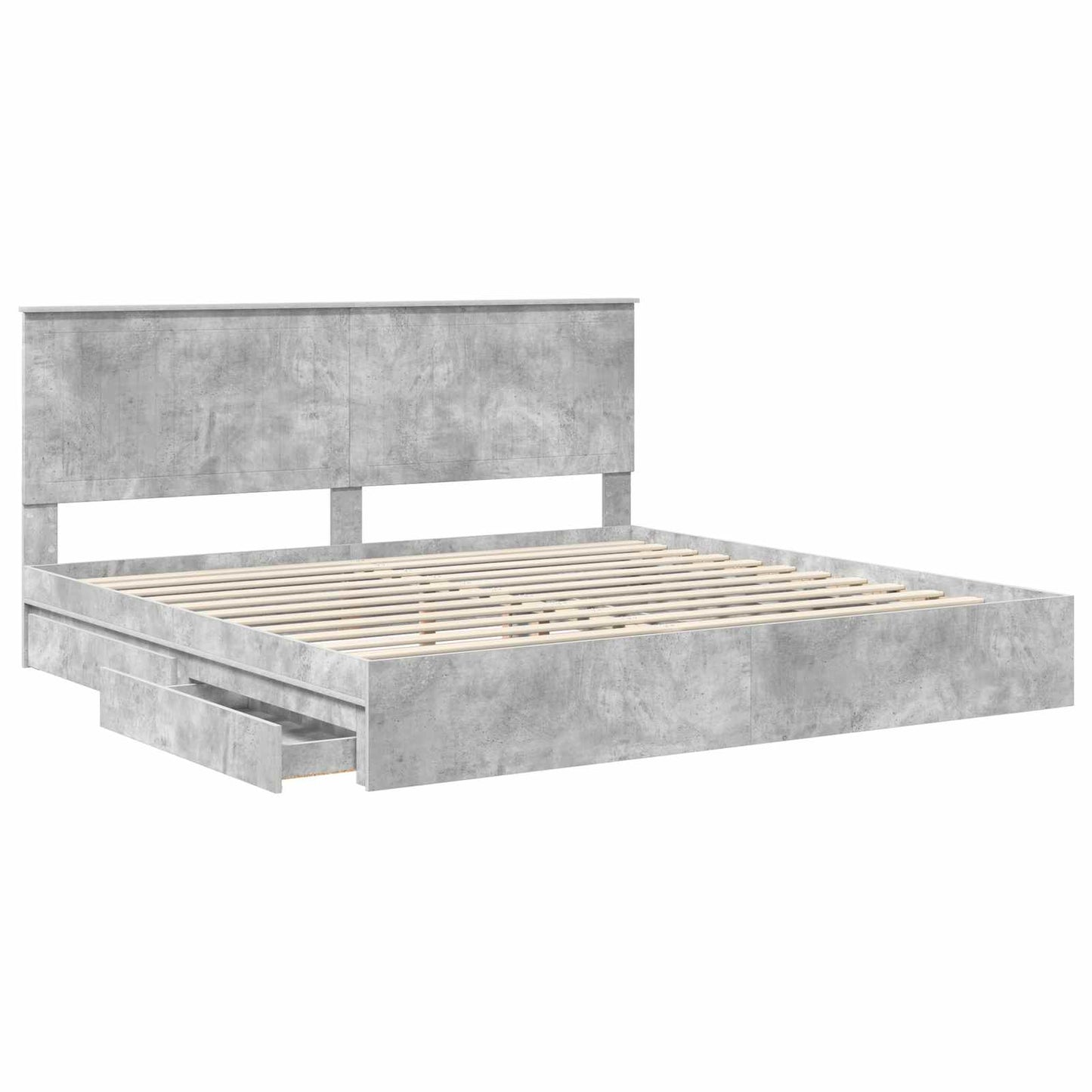 Opslag bed met hoofdeinde Beton Grijs 200 x 200 cm Bewerkt hout is nu te koop bij PeponiXL, paradijselijk wonen!