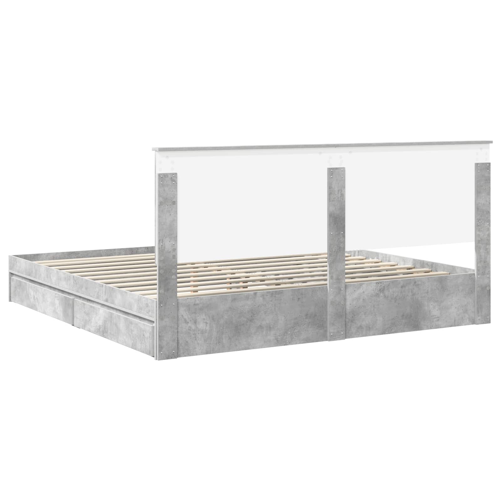 Opslag bed met hoofdeinde Beton Grijs 200 x 200 cm Bewerkt hout is nu te koop bij PeponiXL, paradijselijk wonen!
