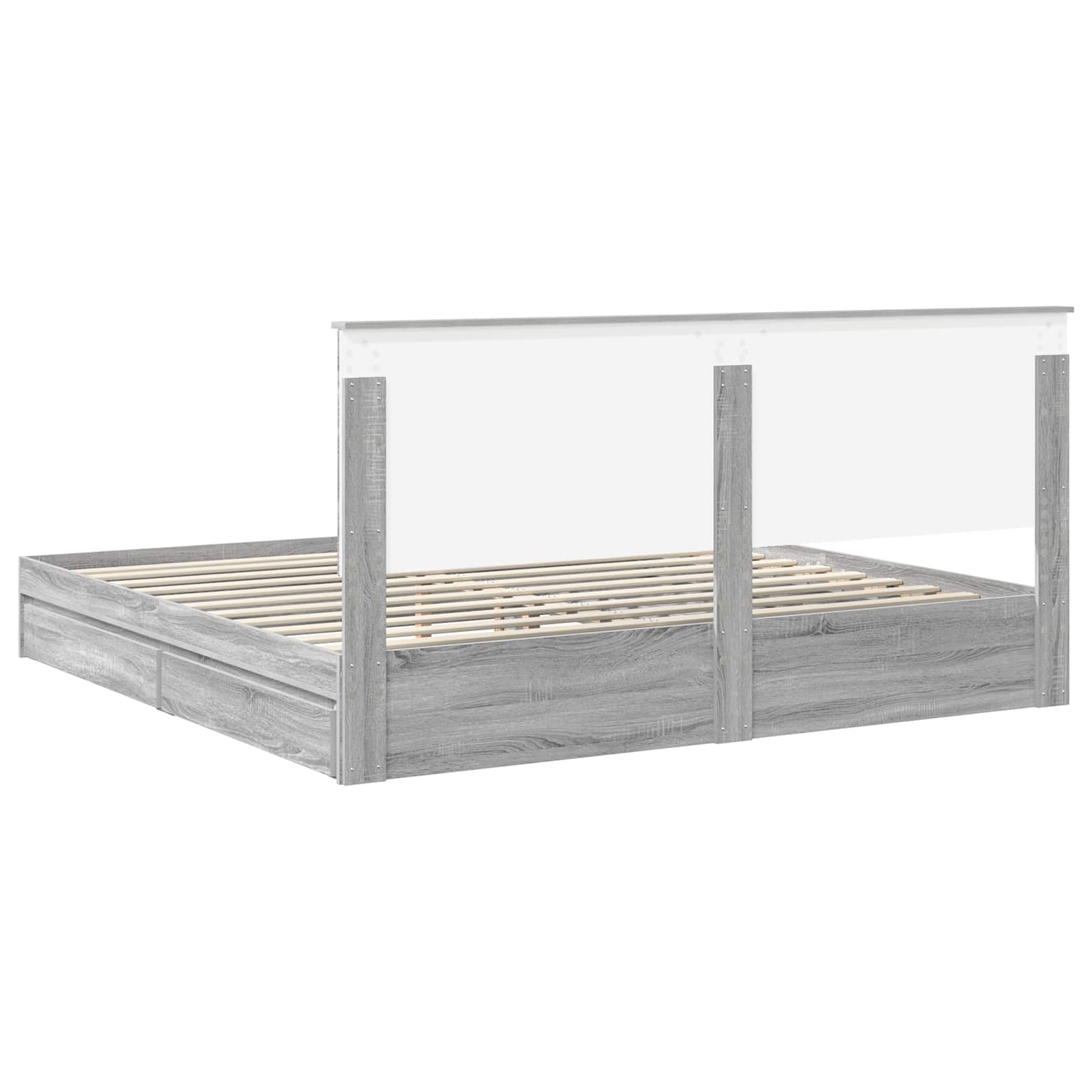 Opslag bed met lade Grijs Sonoma 200 x 200 cm Bewerkt hout is nu te koop bij PeponiXL, paradijselijk wonen!