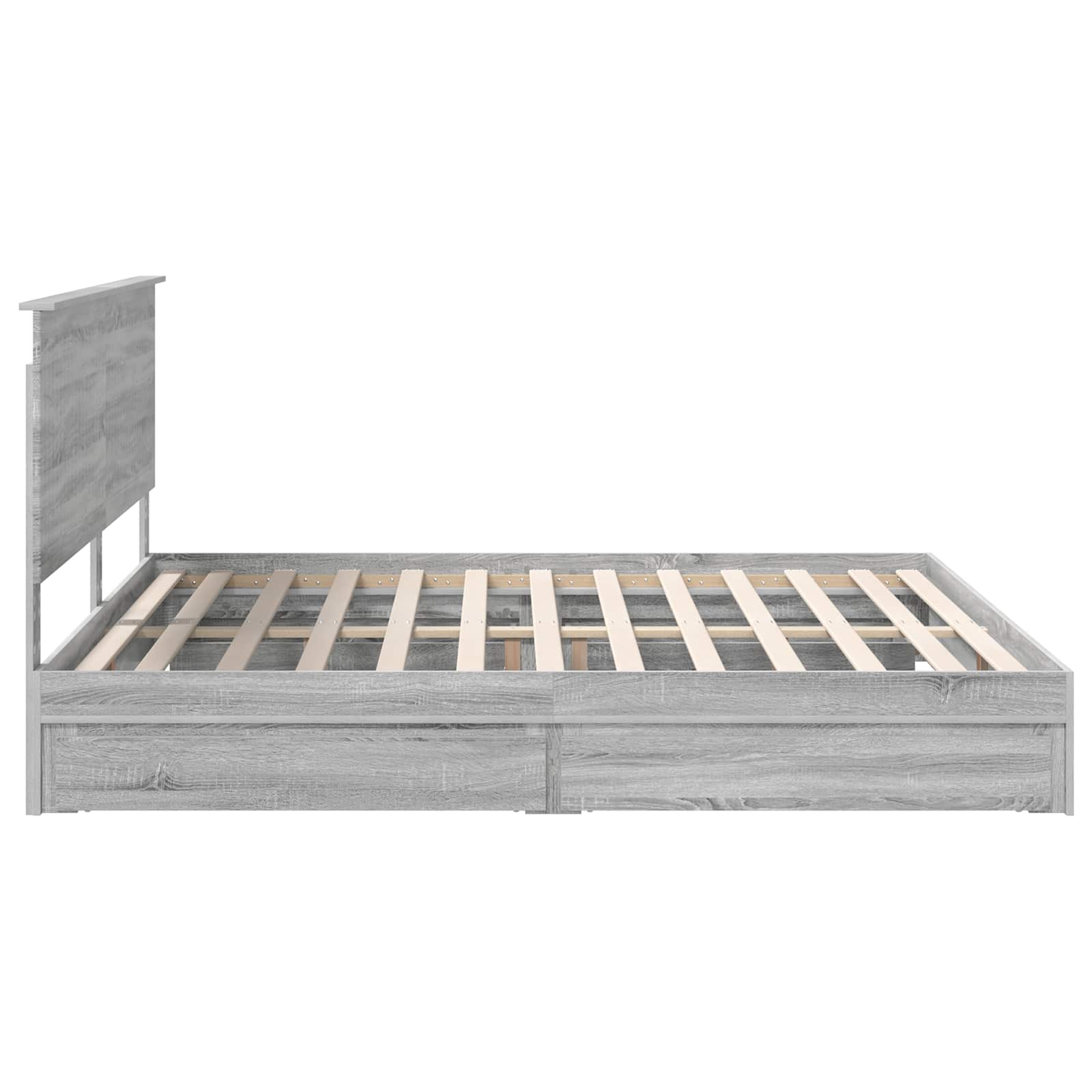 Opslag bed met lade Grijs Sonoma 200 x 200 cm Bewerkt hout is nu te koop bij PeponiXL, paradijselijk wonen!