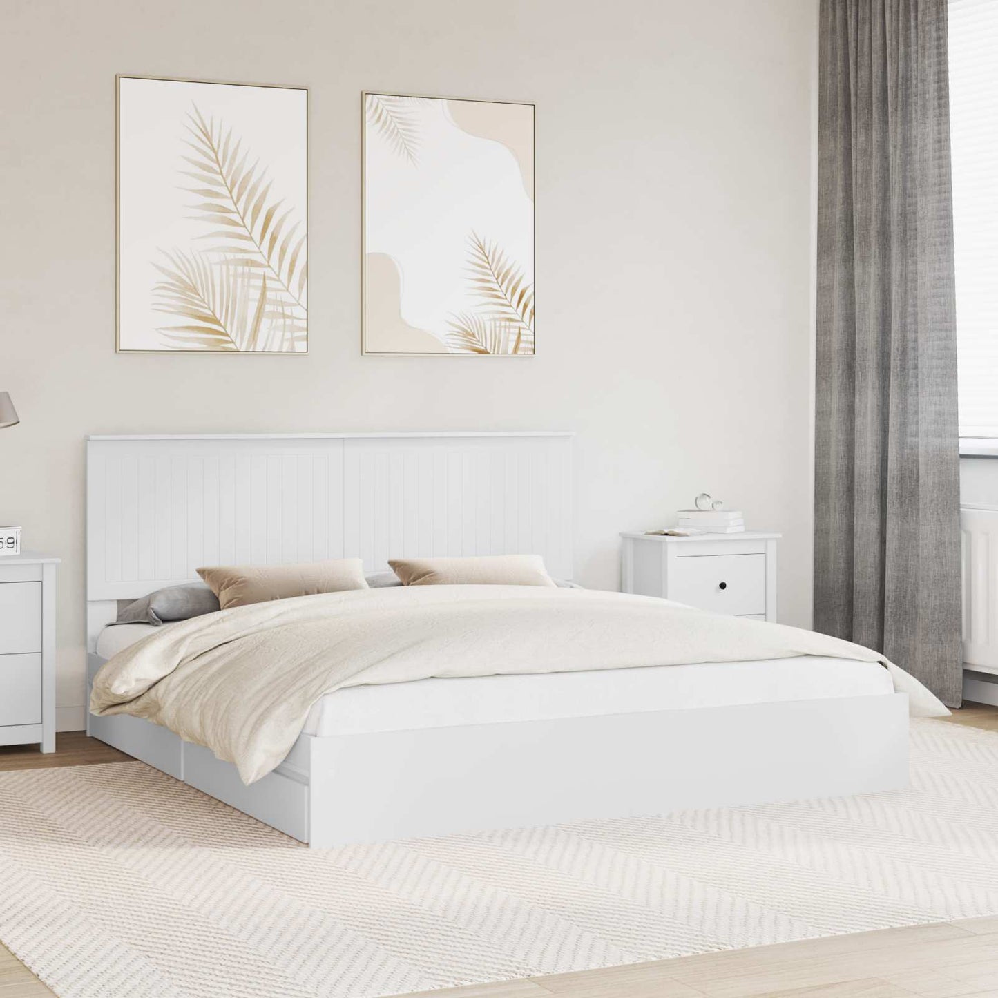 Opslag bed met hoofdeinde Wit 180 x 200 cm Bewerkt hout is nu te koop bij PeponiXL, paradijselijk wonen!