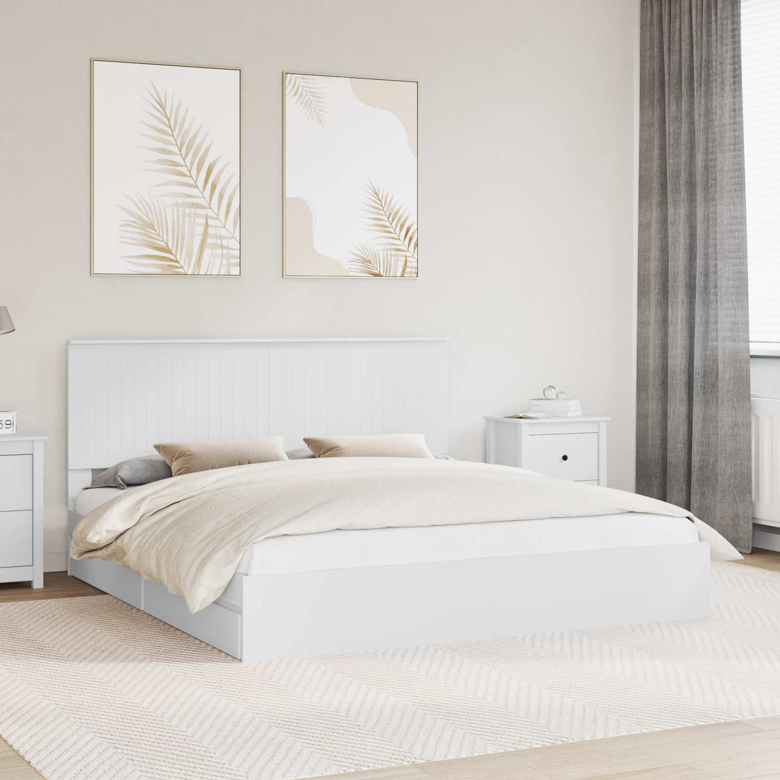 Opslag bed met hoofdeinde Wit 180 x 200 cm Bewerkt hout is nu te koop bij PeponiXL, paradijselijk wonen!