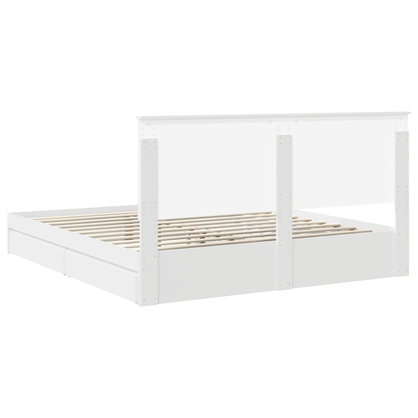 Opslag bed met hoofdeinde Wit 180 x 200 cm Bewerkt hout is nu te koop bij PeponiXL, paradijselijk wonen!